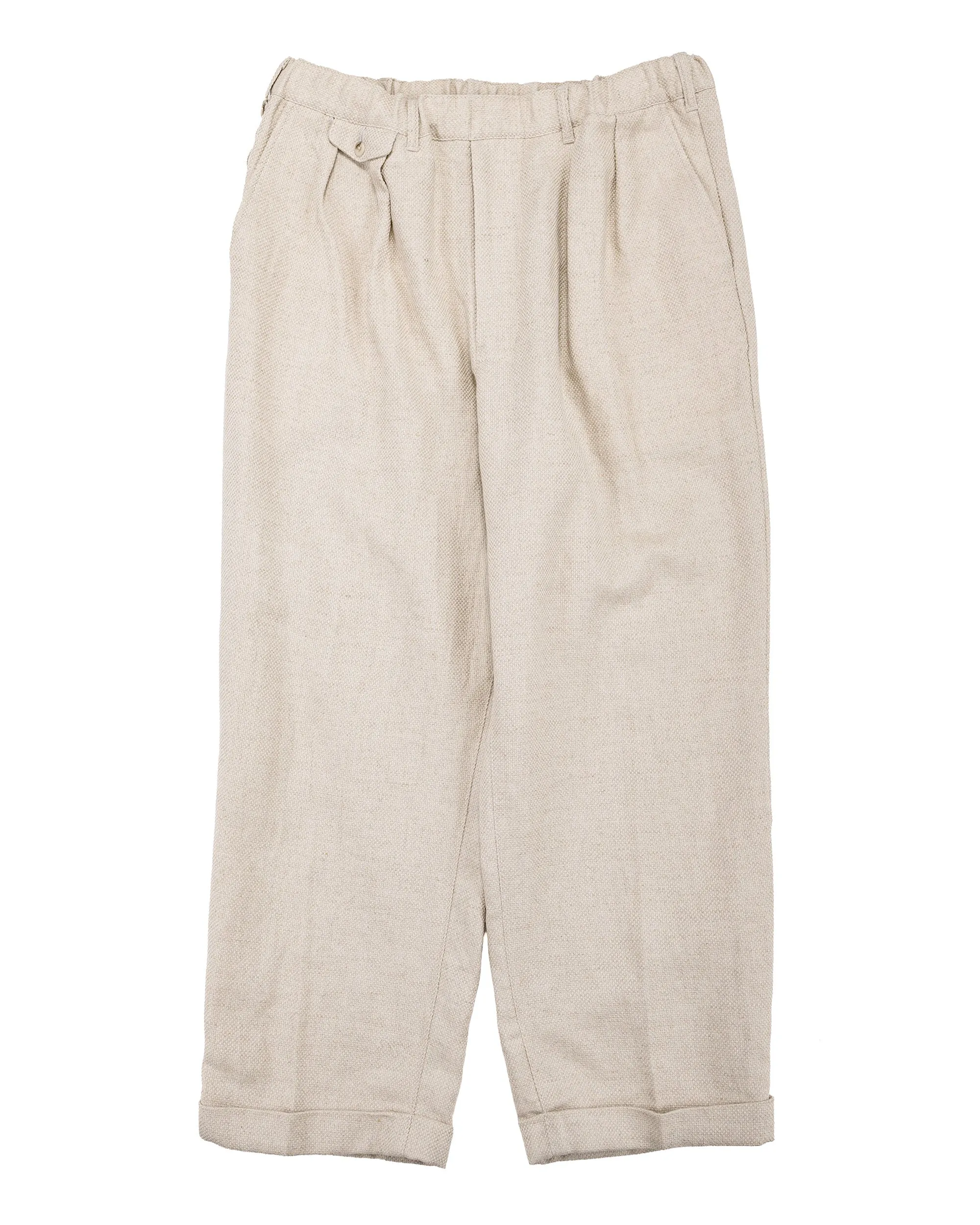 Beams Plus 2Pleats Relax Trousers Linen Cotton Off White sold by Lost & Found