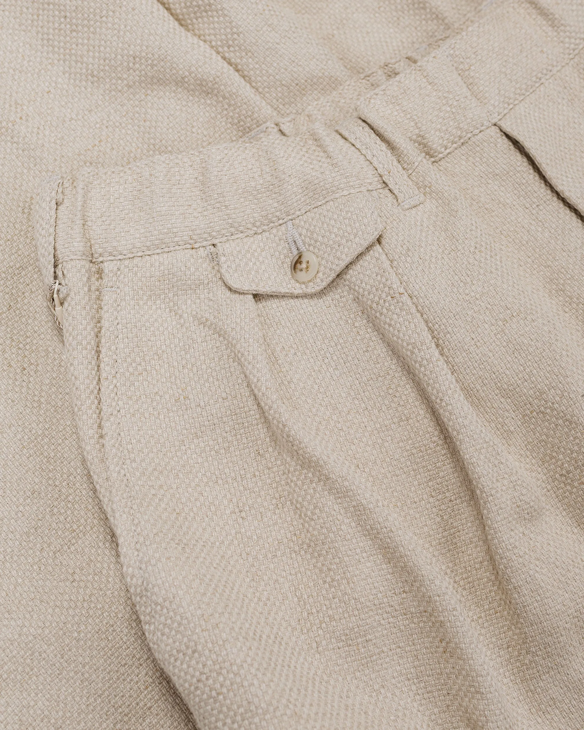 Beams Plus 2Pleats Relax Trousers Linen Cotton Off White sold by Lost & Found product image thumbnail 5