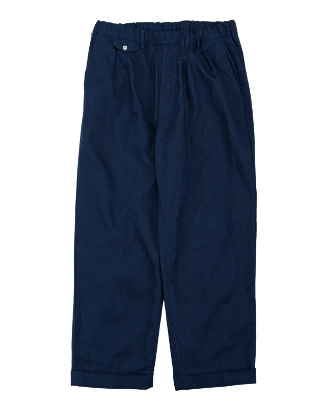 Beams Plus 2Pleats Relax Trousers Indigo Oxford Dark Indigo made by BEAMS PLUS