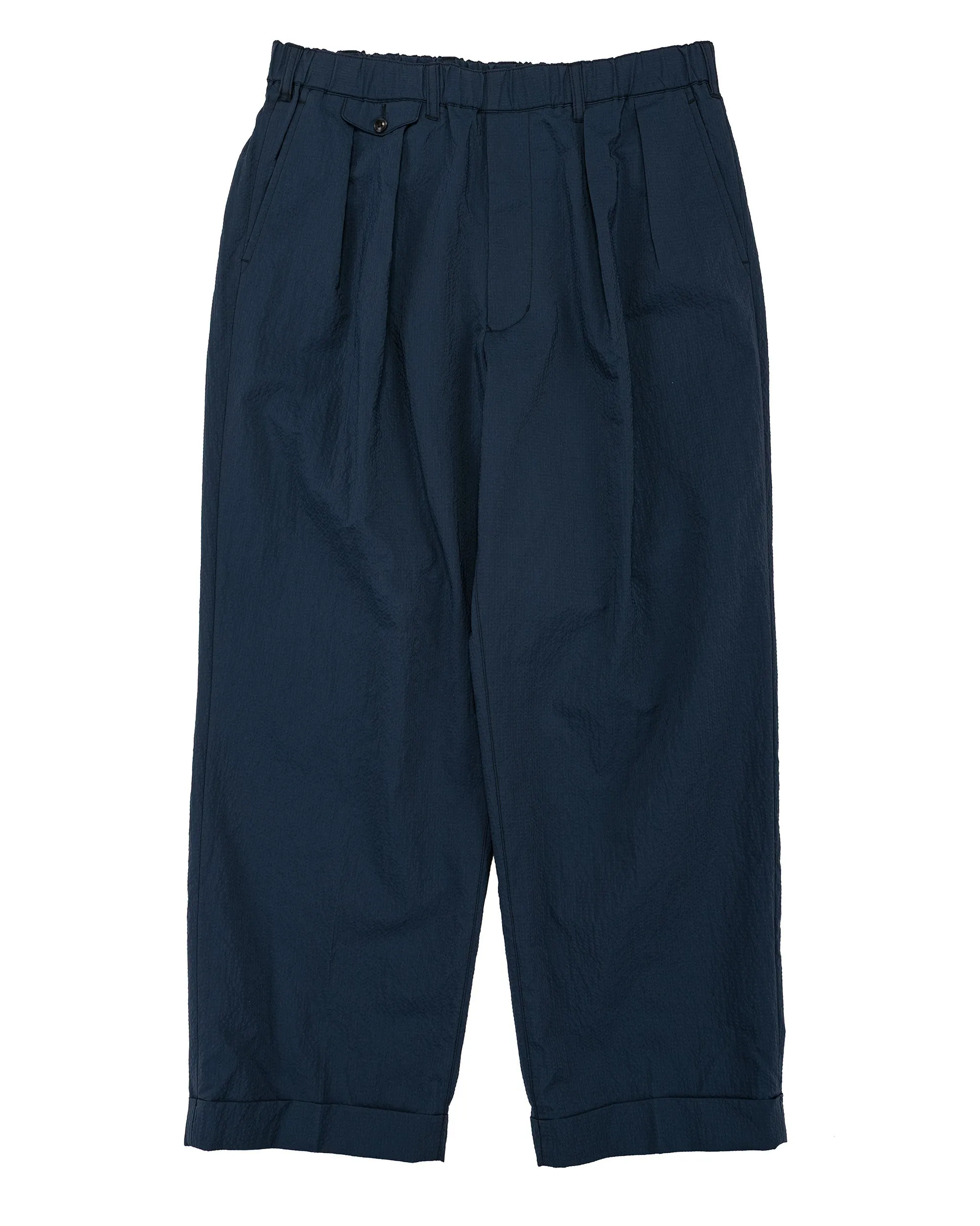 Beams Plus 2Pleats Anywhere(wear) Seersucker Navy sold by Lost & Found