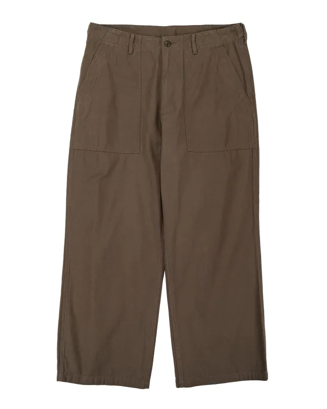 Beams Plus MIL Utility Trousers Reversed Sateen Olive Brown made by BEAMS PLUS