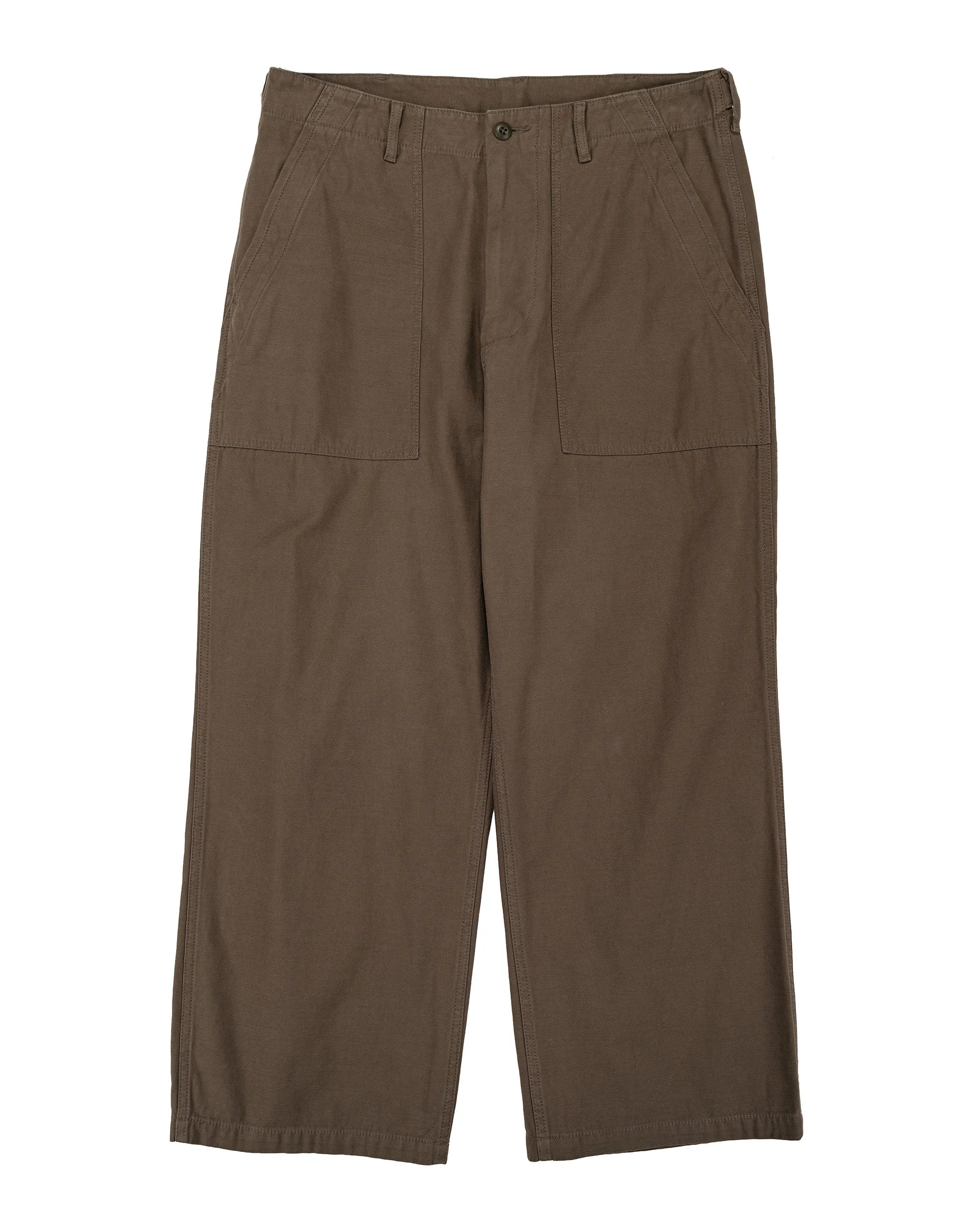 Beams Plus MIL Utility Trousers Reversed Sateen Olive Brown sold by Lost & Found