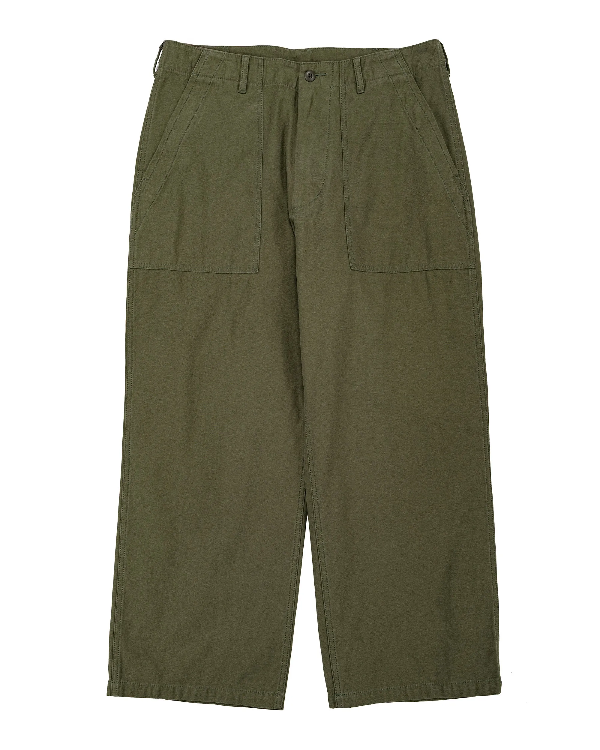 Beams Plus MIL Utility Trousers Reversed Sateen Olive Green sold by Lost & Found