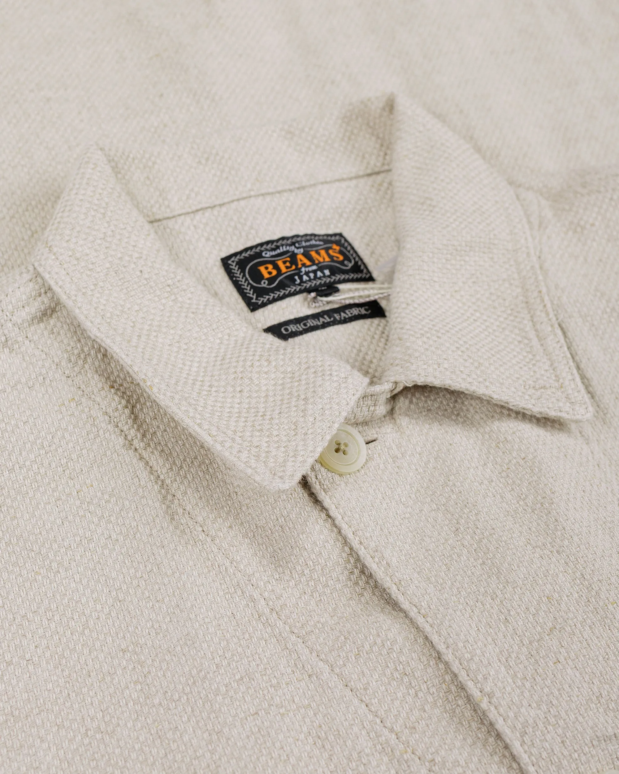 Beams Plus MIL Chore Jacket Cotton Linen Off White sold by Lost & Found product image thumbnail 5
