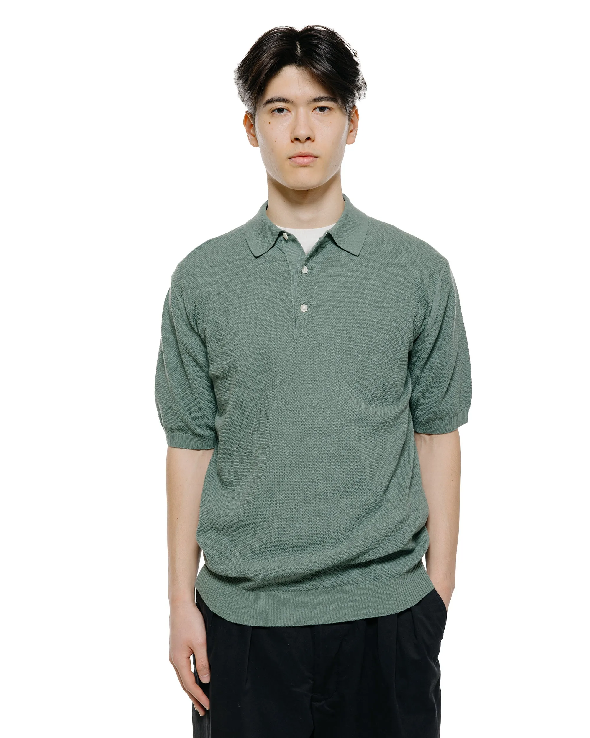 Beams Plus Pique Polo 14G Olive sold by Lost & Found product image thumbnail 2