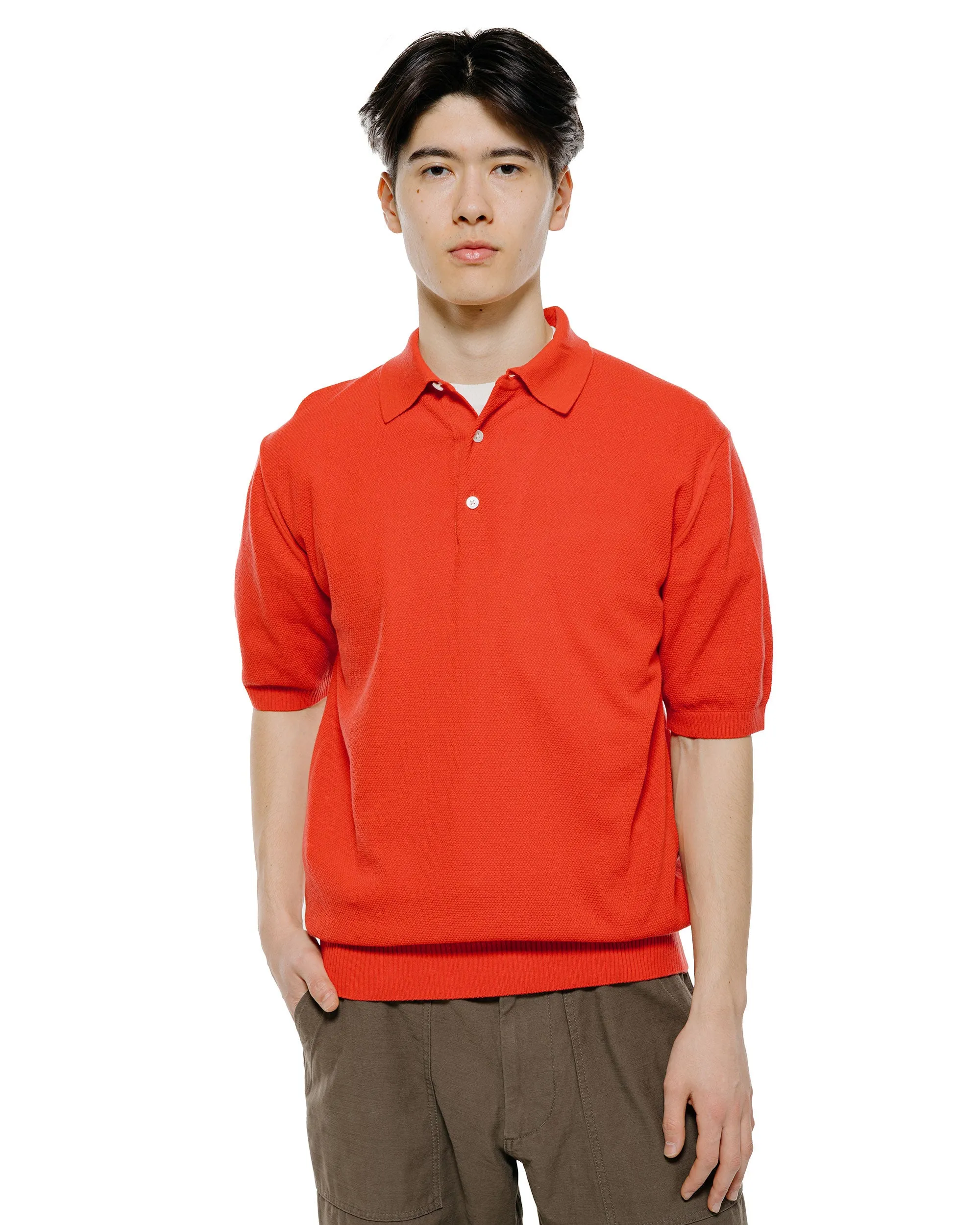 Beams Plus Pique Polo 14G Red sold by Lost & Found product image thumbnail 2