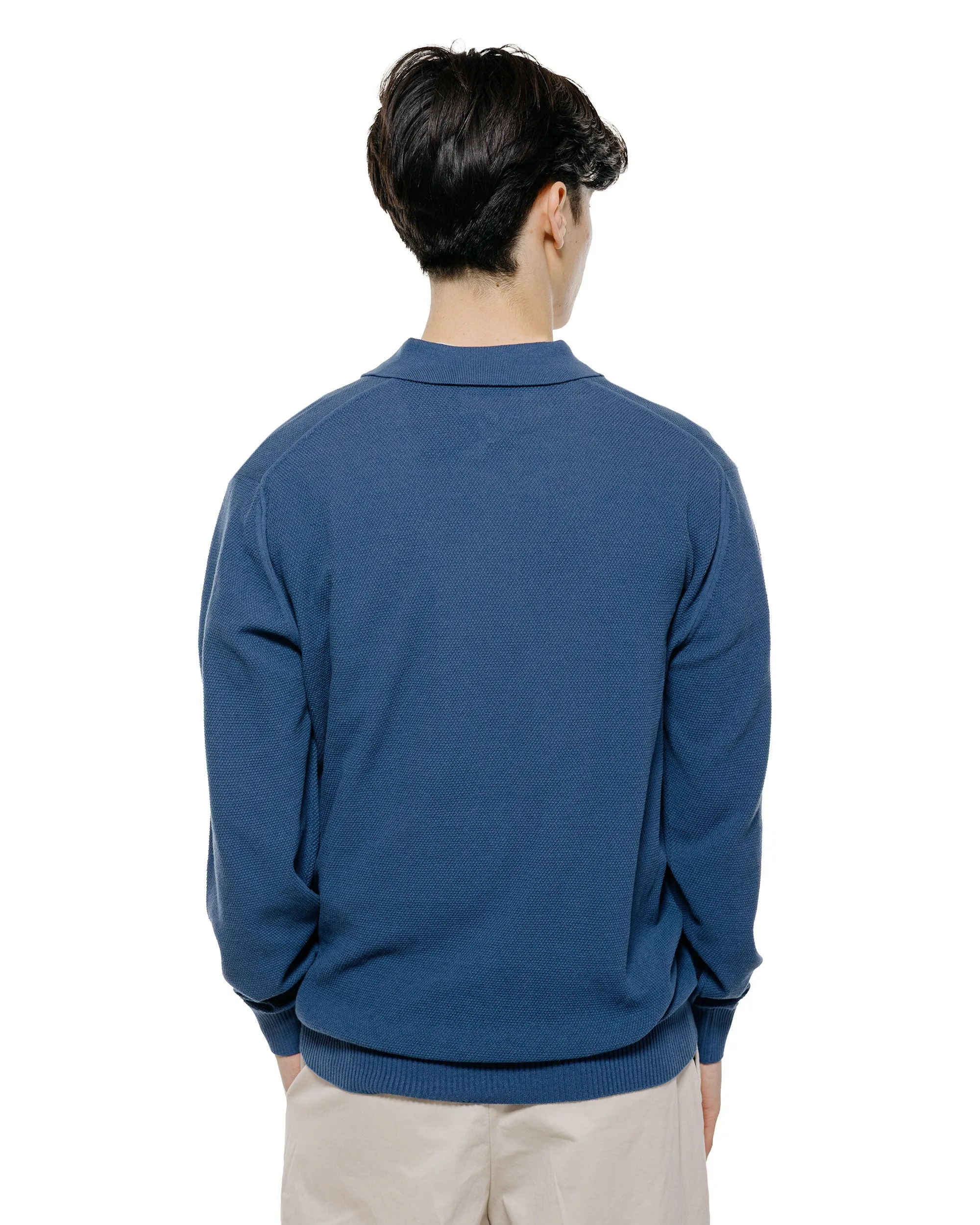 Beams Plus Pique Polo 14G L/S Navy sold by Lost & Found product image thumbnail 3