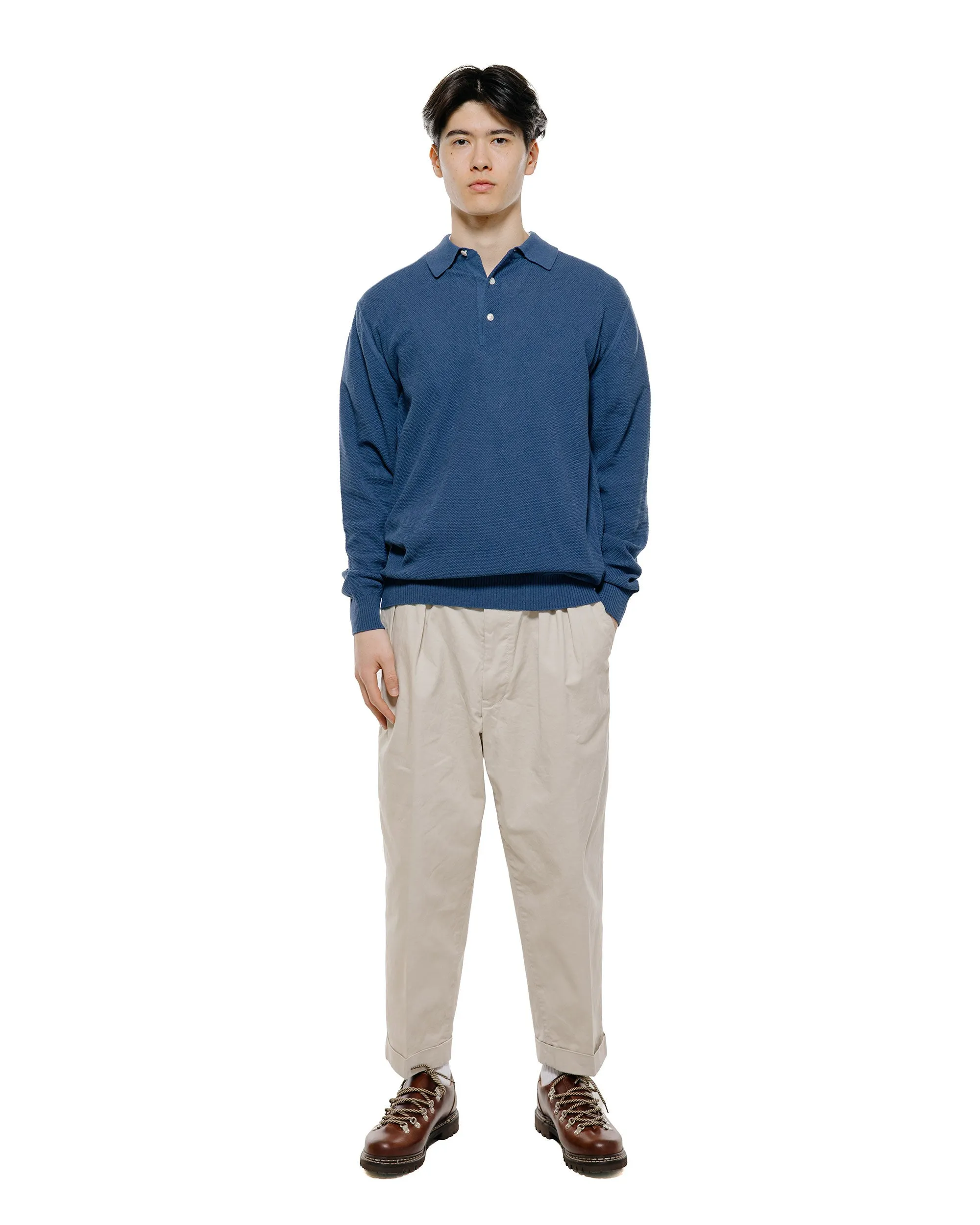 Beams Plus Pique Polo 14G L/S Navy sold by Lost & Found product image thumbnail 4