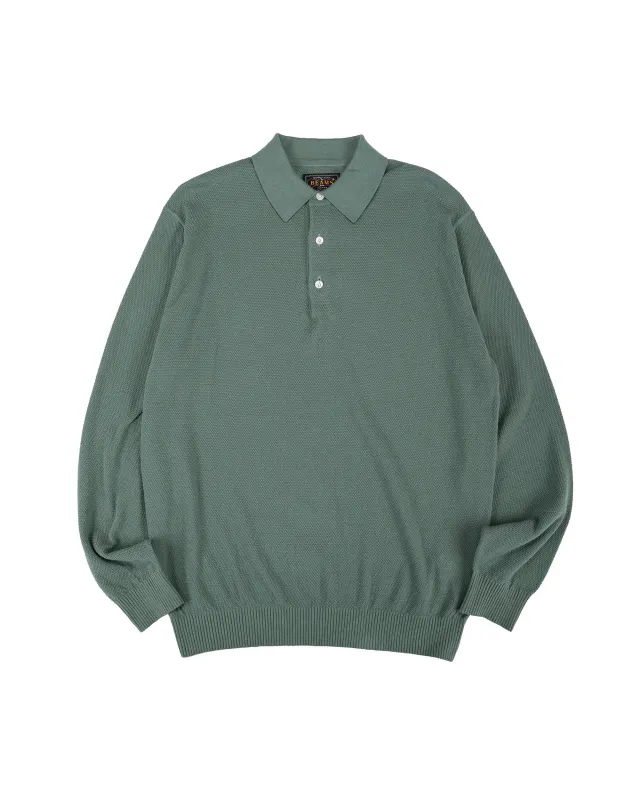 Beams Plus Pique Polo 14G L/S Olive made by BEAMS PLUS