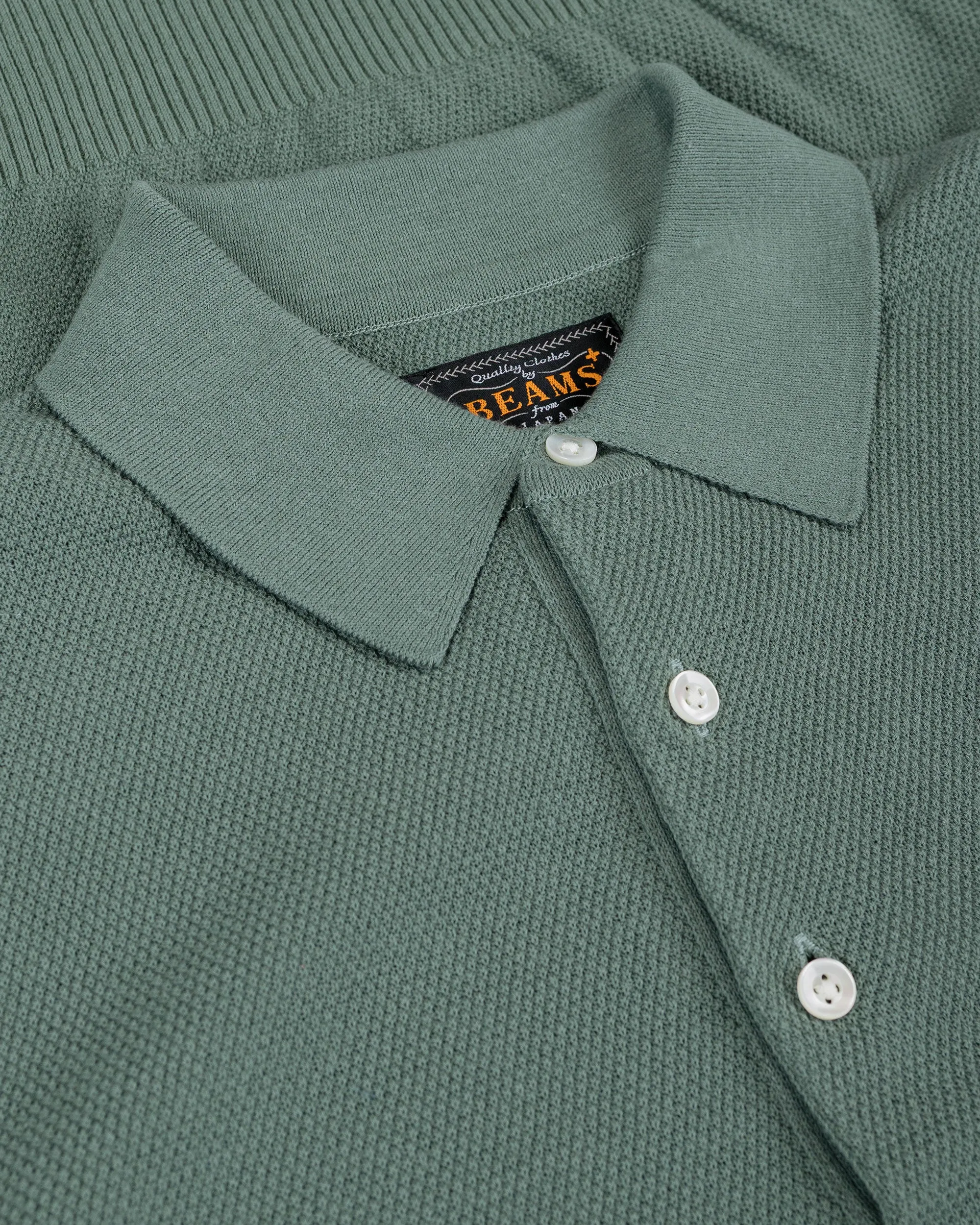 Beams Plus Pique Polo 14G L/S Olive sold by Lost & Found product image thumbnail 5