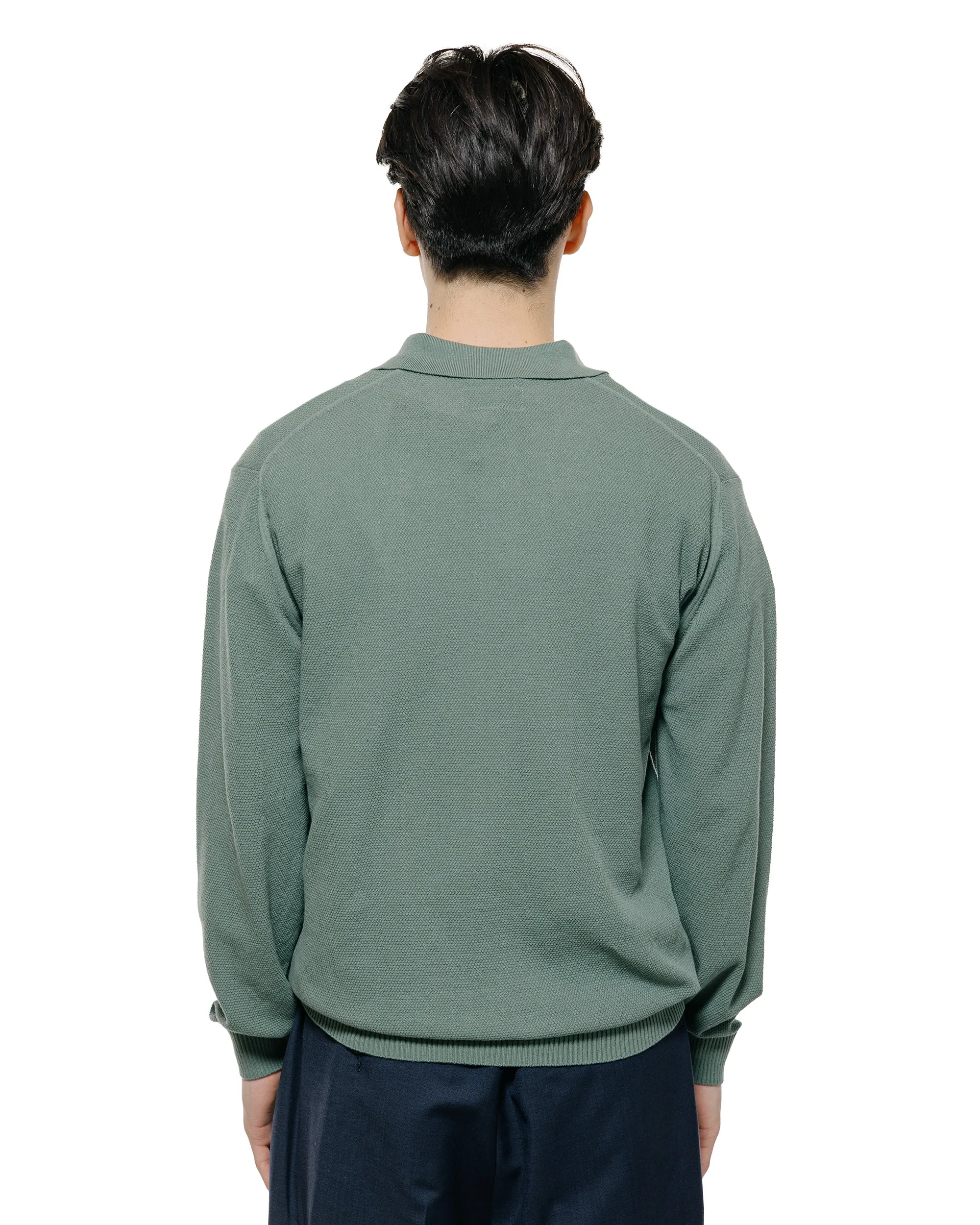 Beams Plus Pique Polo 14G L/S Olive sold by Lost & Found product image thumbnail 3