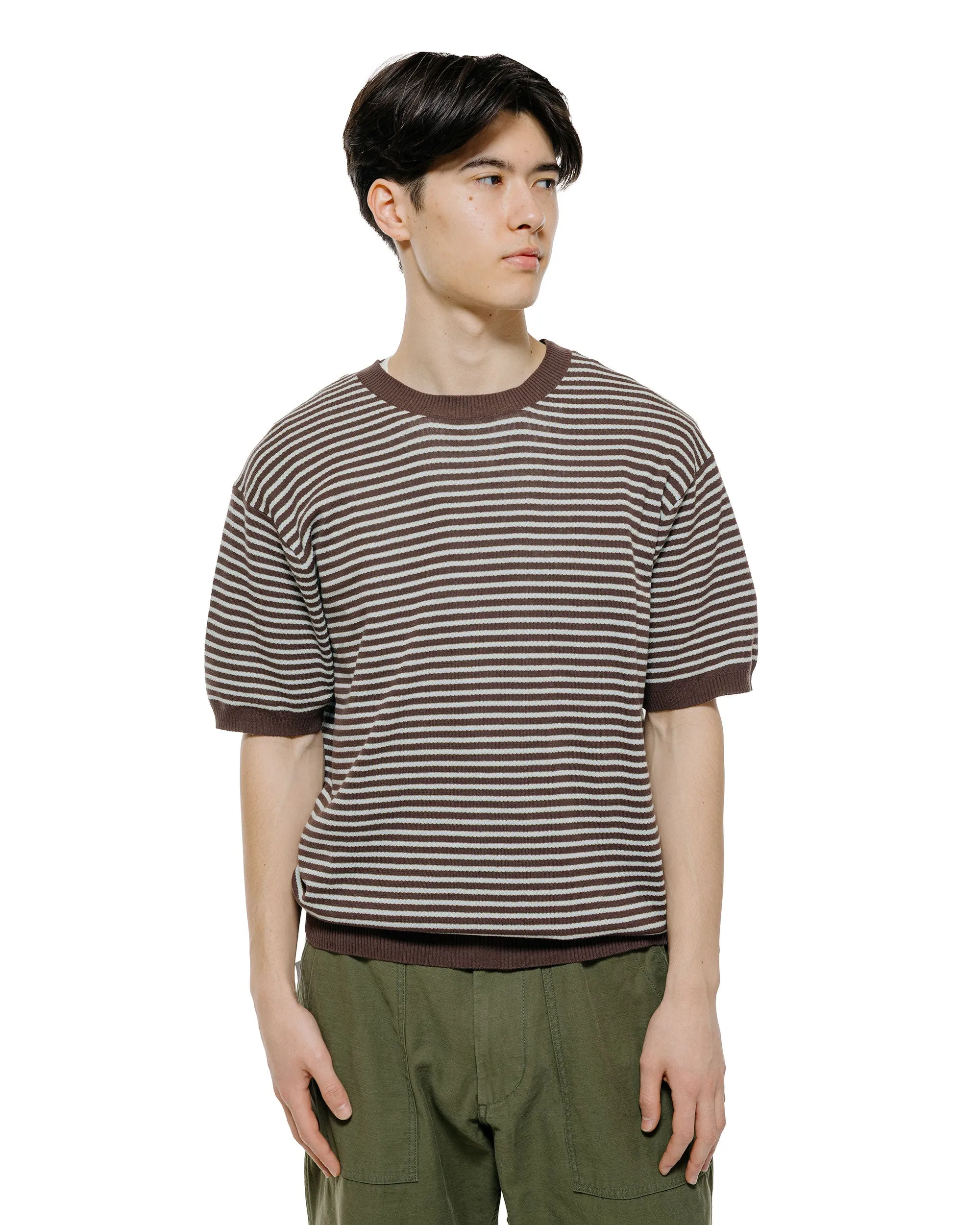 Beams Plus Knit Tee Dot Pattern Jacquard Brown sold by Lost & Found product image thumbnail 2