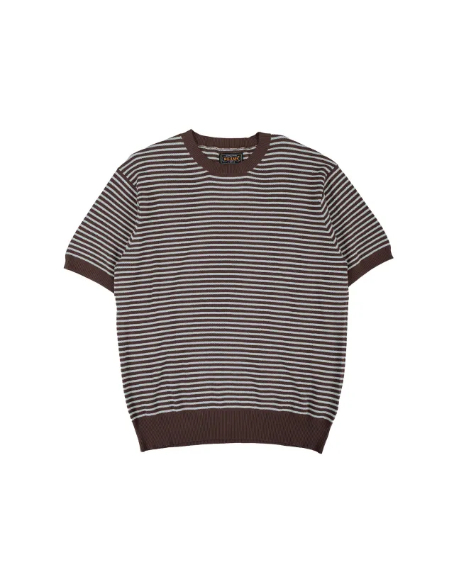 Beams Plus Knit Tee Dot Pattern Jacquard Brown made by BEAMS PLUS