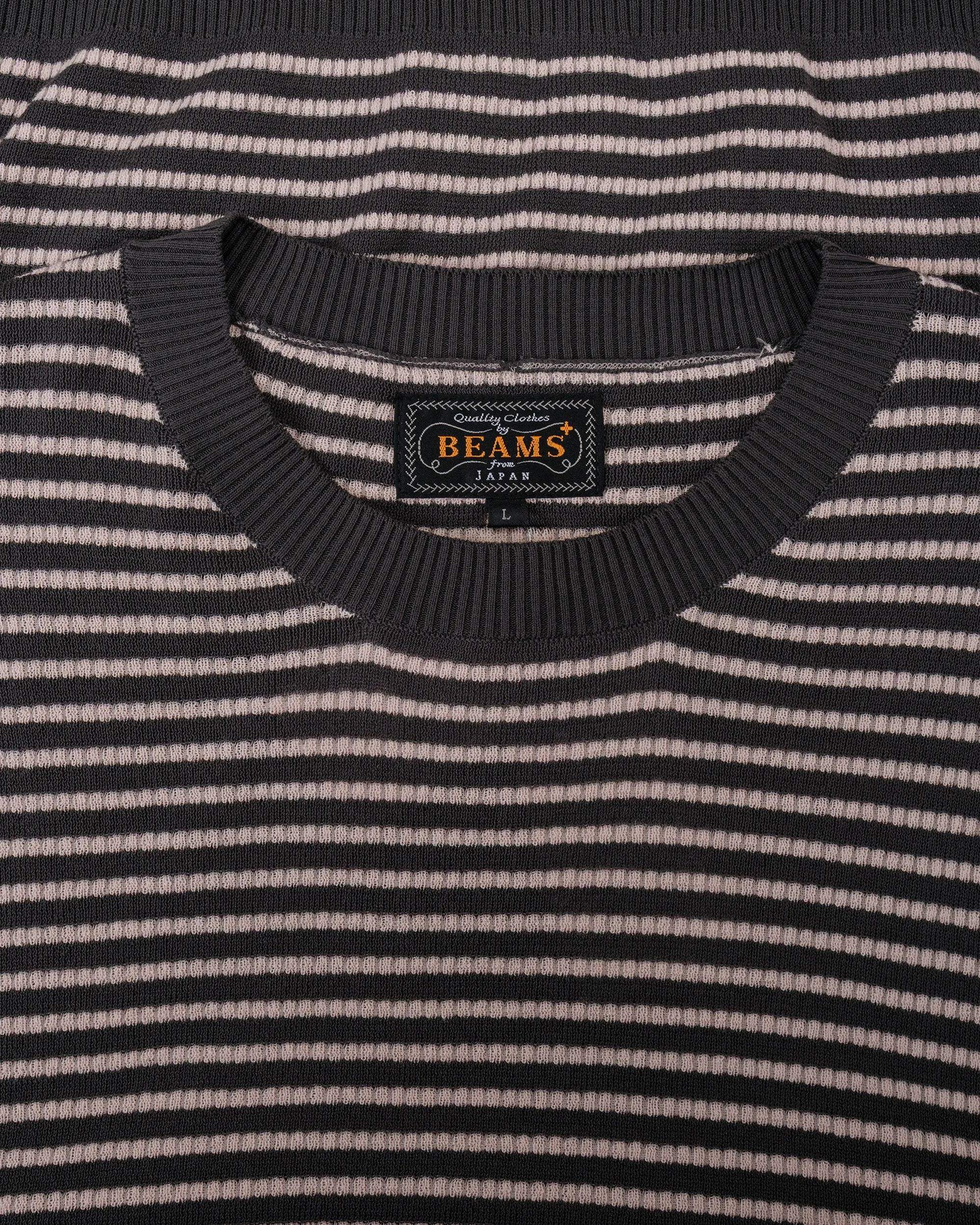 Beams Plus Knit Tee Dot Pattern Jacquard Charcoal Grey sold by Lost & Found product image thumbnail 5