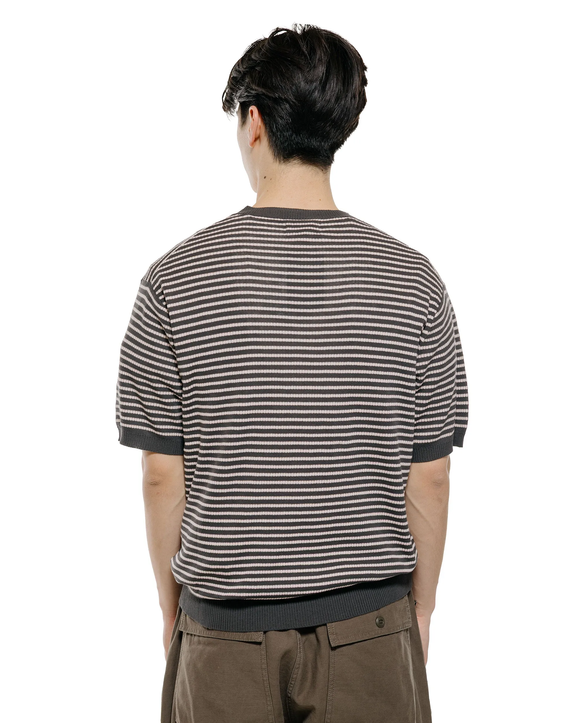 Beams Plus Knit Tee Dot Pattern Jacquard Charcoal Grey sold by Lost & Found product image thumbnail 3