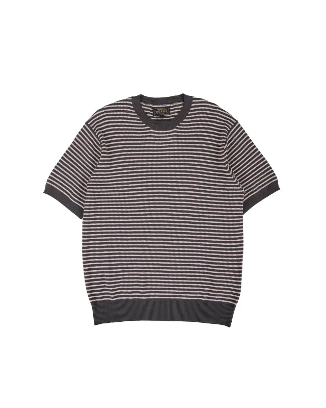 Beams Plus Knit Tee Dot Pattern Jacquard Charcoal Grey made by BEAMS PLUS