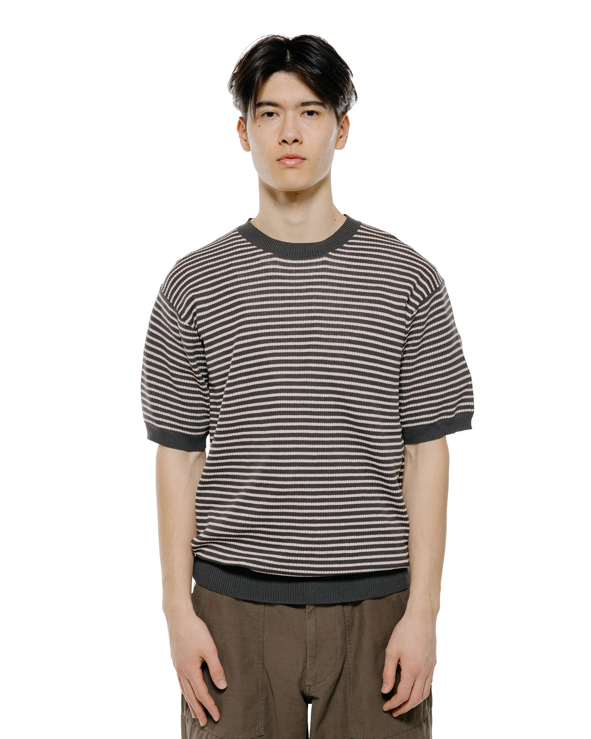 Beams Plus Knit Tee Dot Pattern Jacquard Charcoal Grey sold by Lost & Found product image thumbnail 2