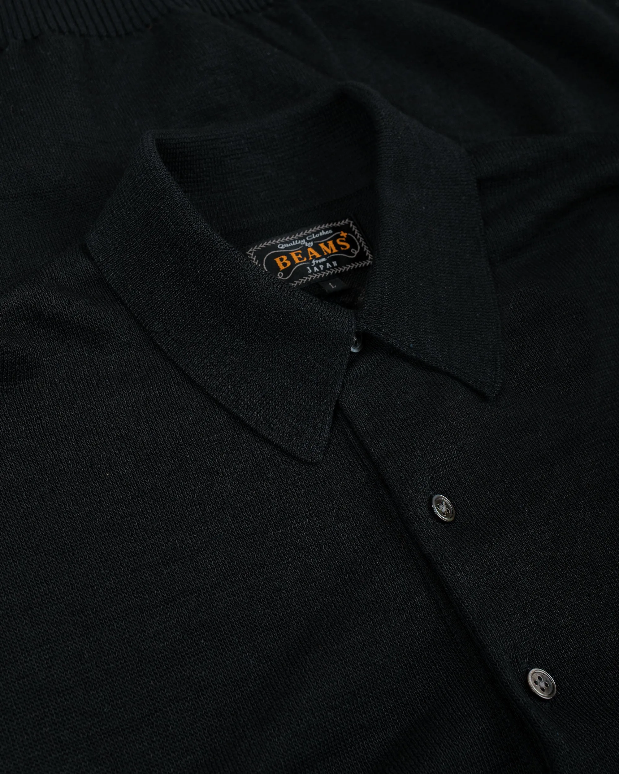 Beams Plus Knit Polo Hemp Black sold by Lost & Found product image thumbnail 5