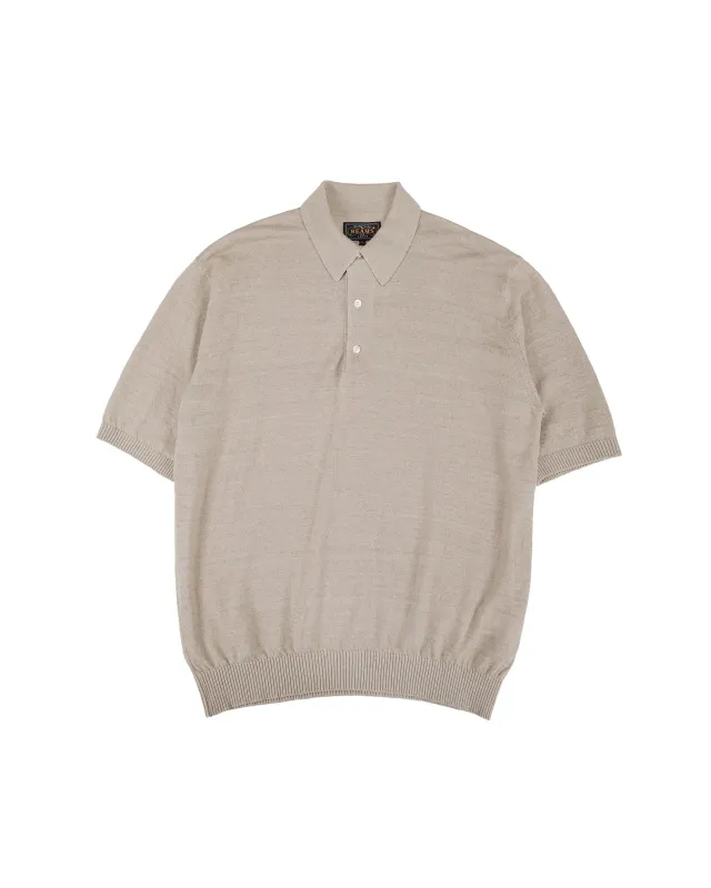 Beams Plus Knit Polo Hemp Light Grey made by BEAMS PLUS