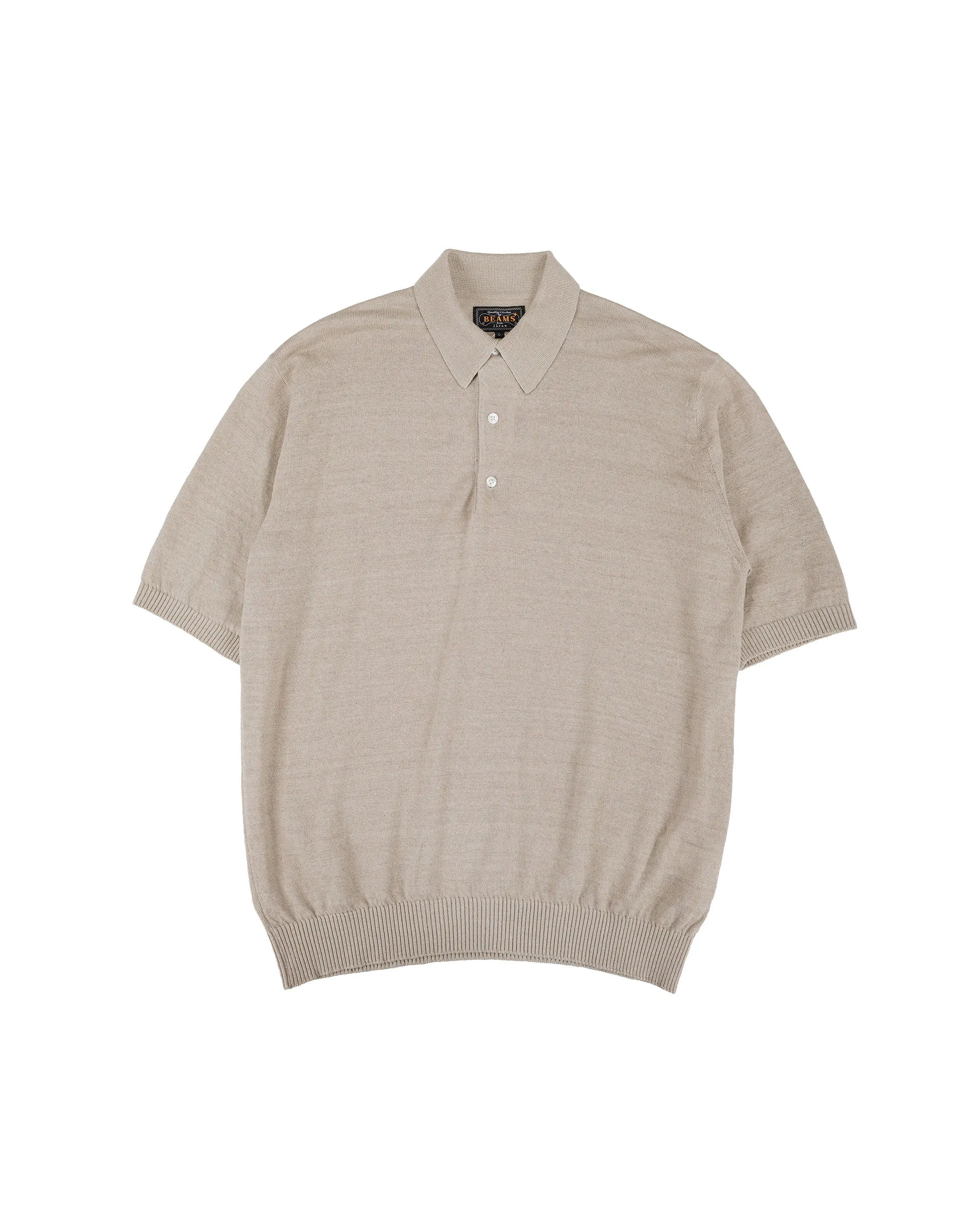 Beams Plus Knit Polo Hemp Light Grey sold by Lost & Found