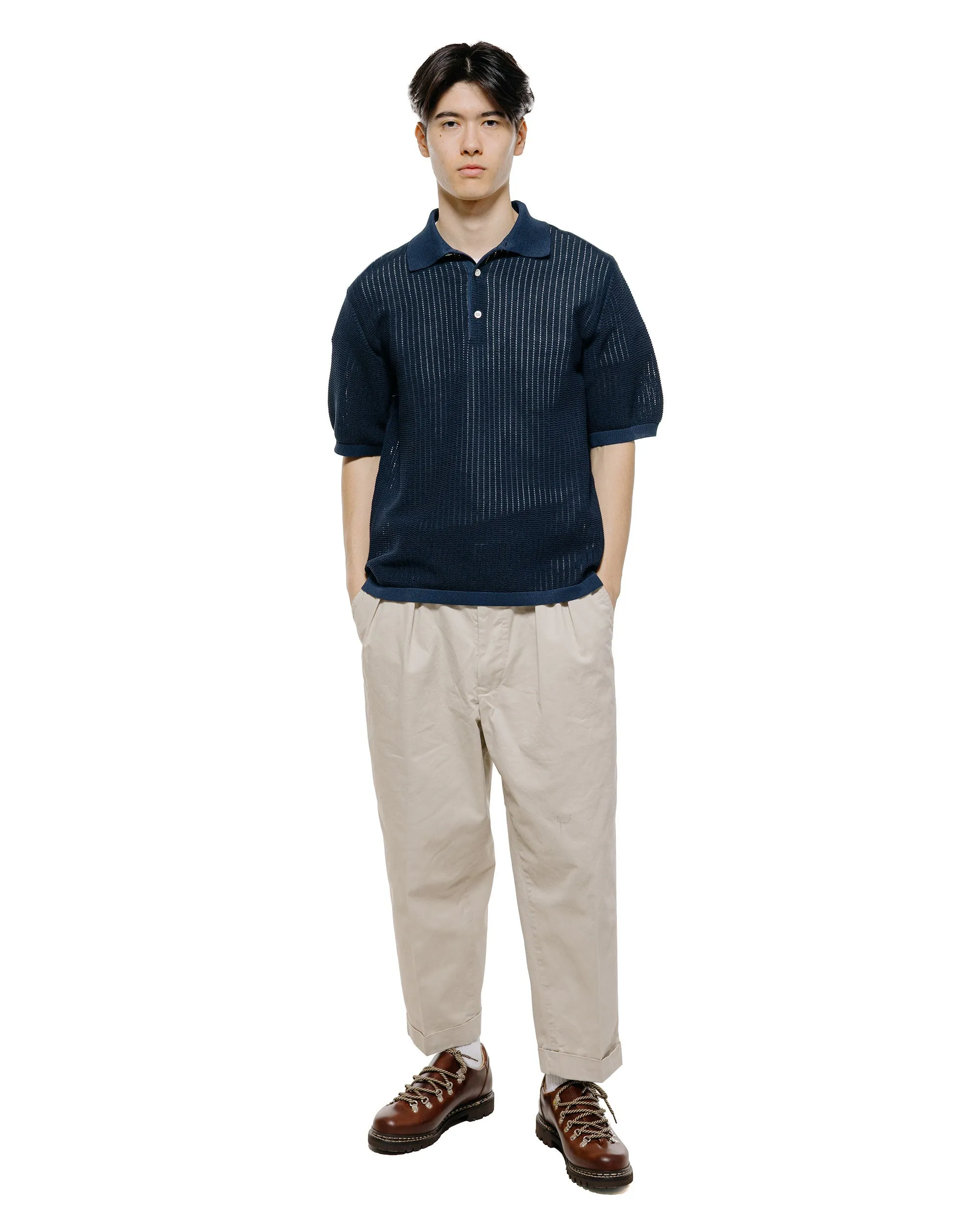 Beams Plus Knit Polo 'Washi' 2 Tone Navy sold by Lost & Found product image thumbnail 4