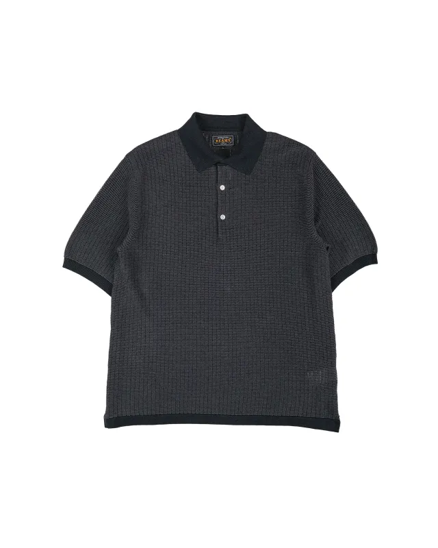 Beams Plus Knit Polo 'Washi' 2 Tone Black made by BEAMS PLUS