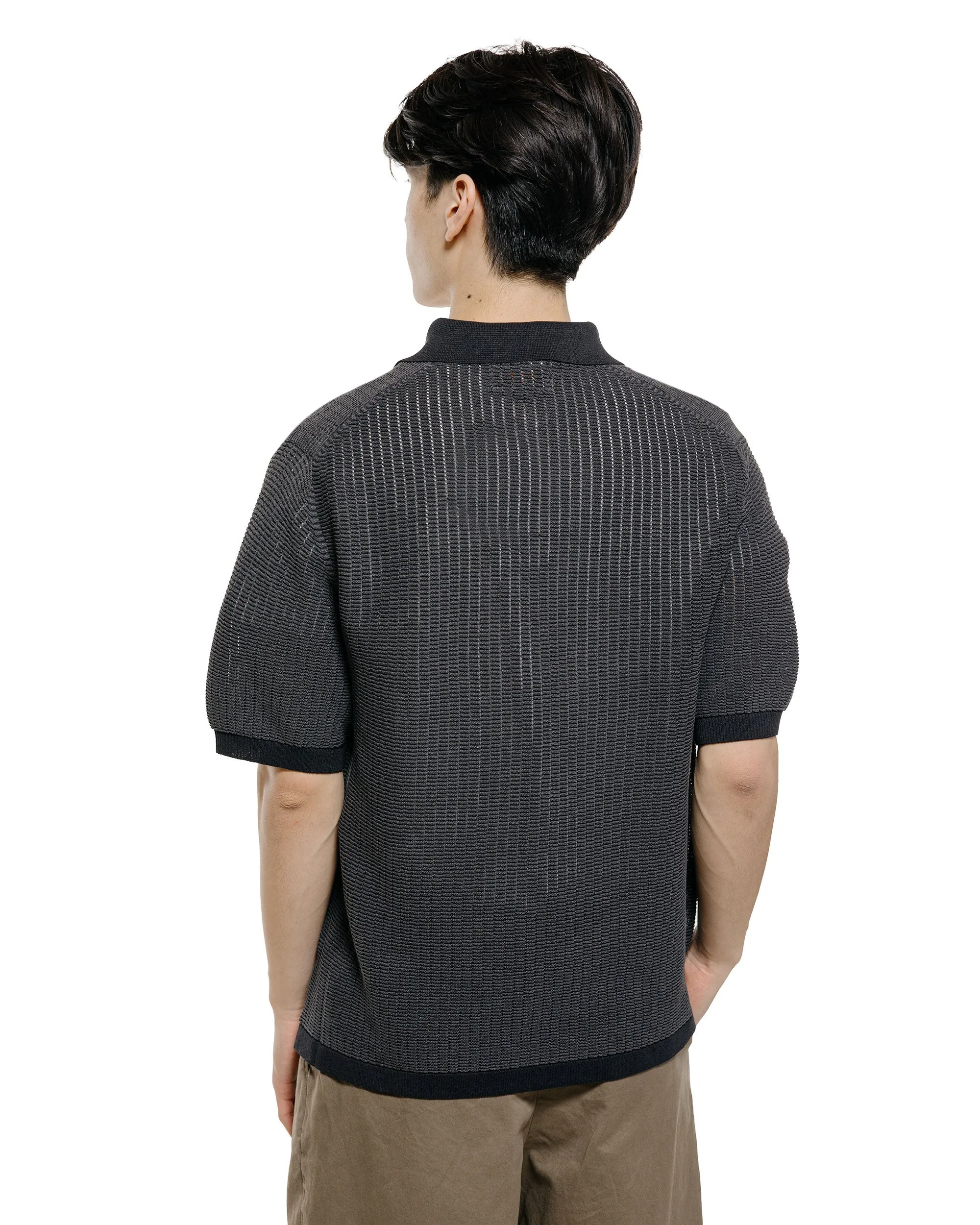 Beams Plus Knit Polo 'Washi' 2 Tone Black sold by Lost & Found product image thumbnail 3