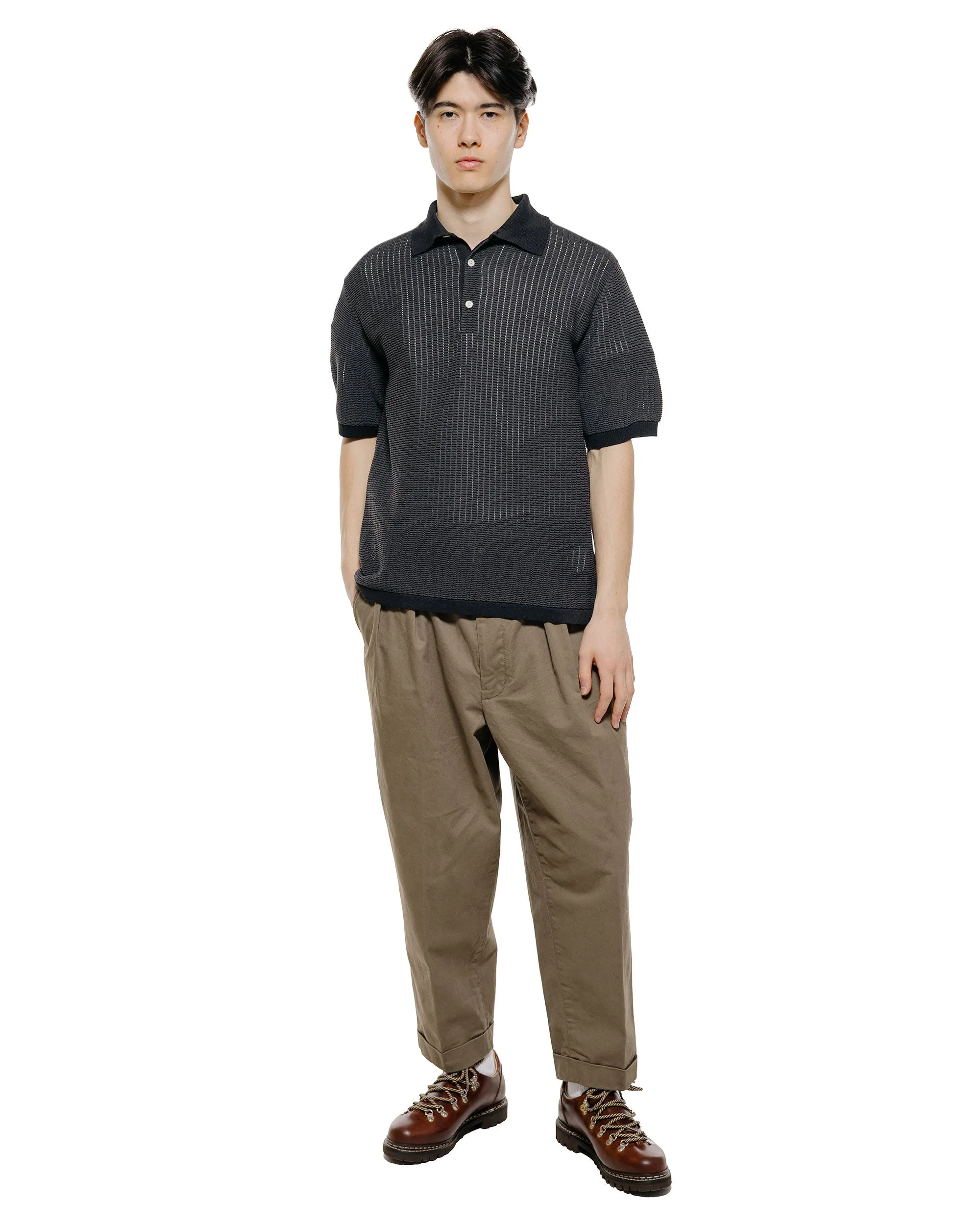 Beams Plus Knit Polo 'Washi' 2 Tone Black sold by Lost & Found product image thumbnail 4