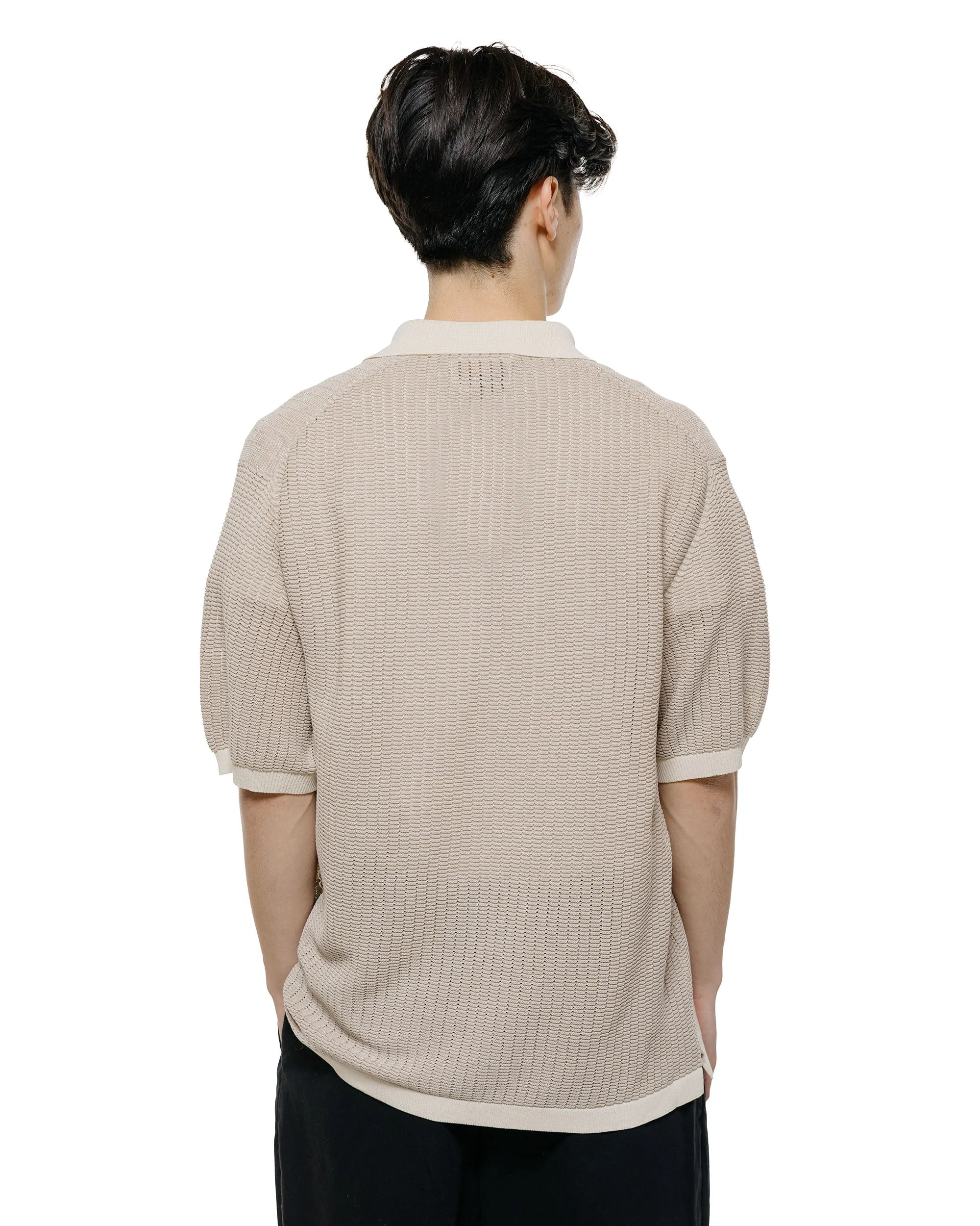 Beams Plus Knit Polo 'Washi' 2 Tone Off White sold by Lost & Found product image thumbnail 3