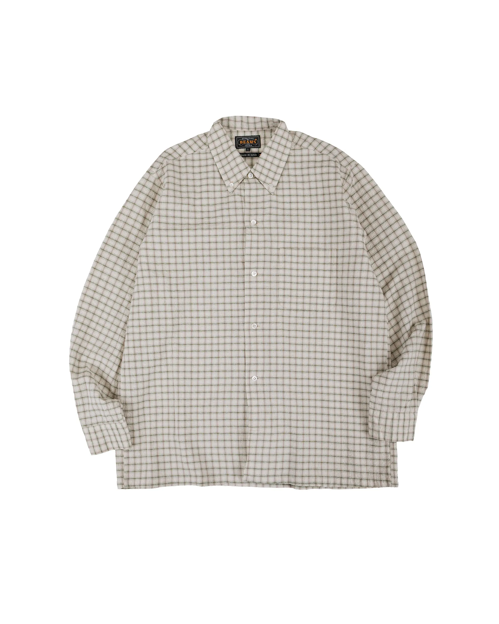 Beams Plus Open B.D. Sucker Plaid Green sold by Lost & Found