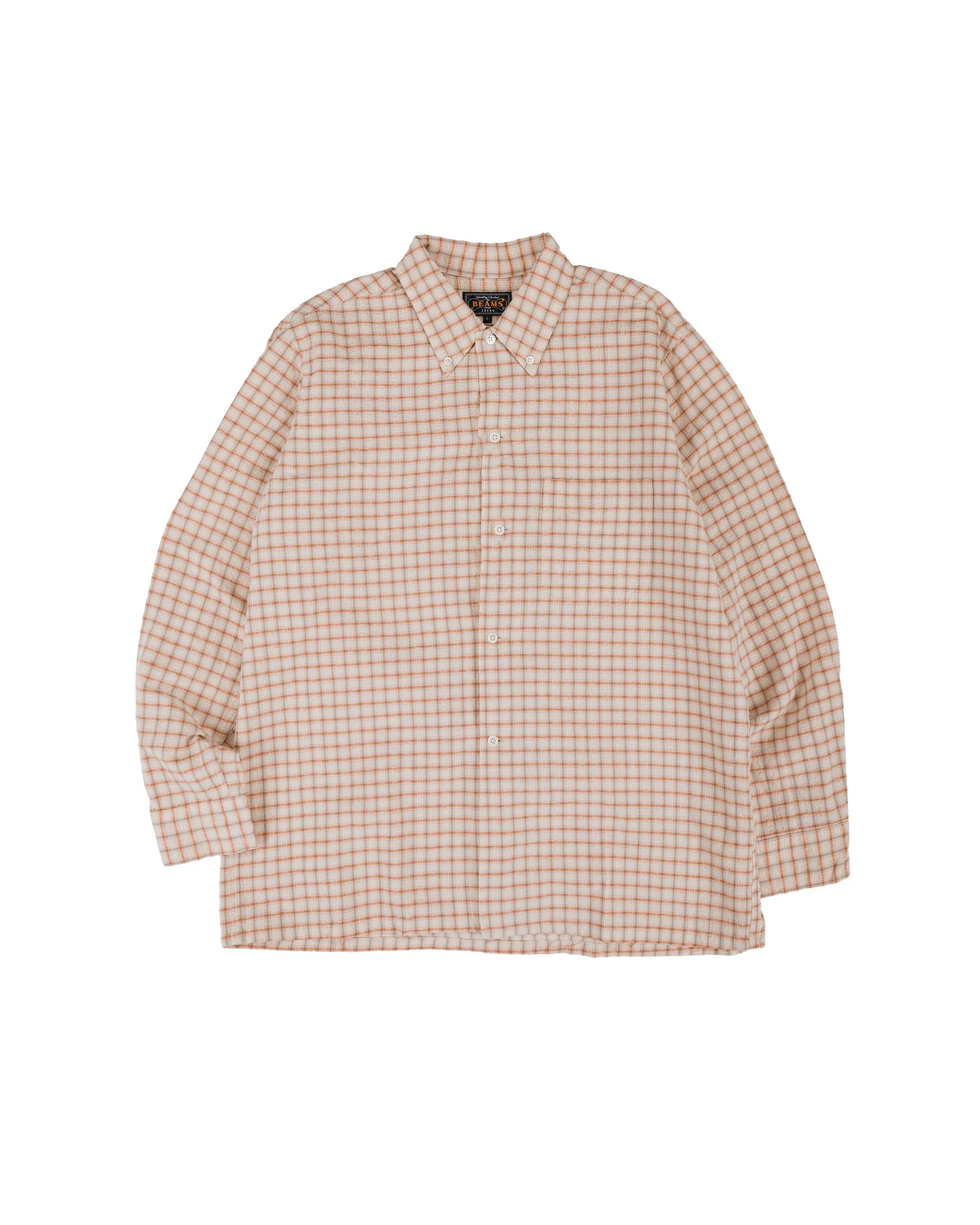 Beams Plus Open B.D. Sucker Plaid Red sold by Lost & Found