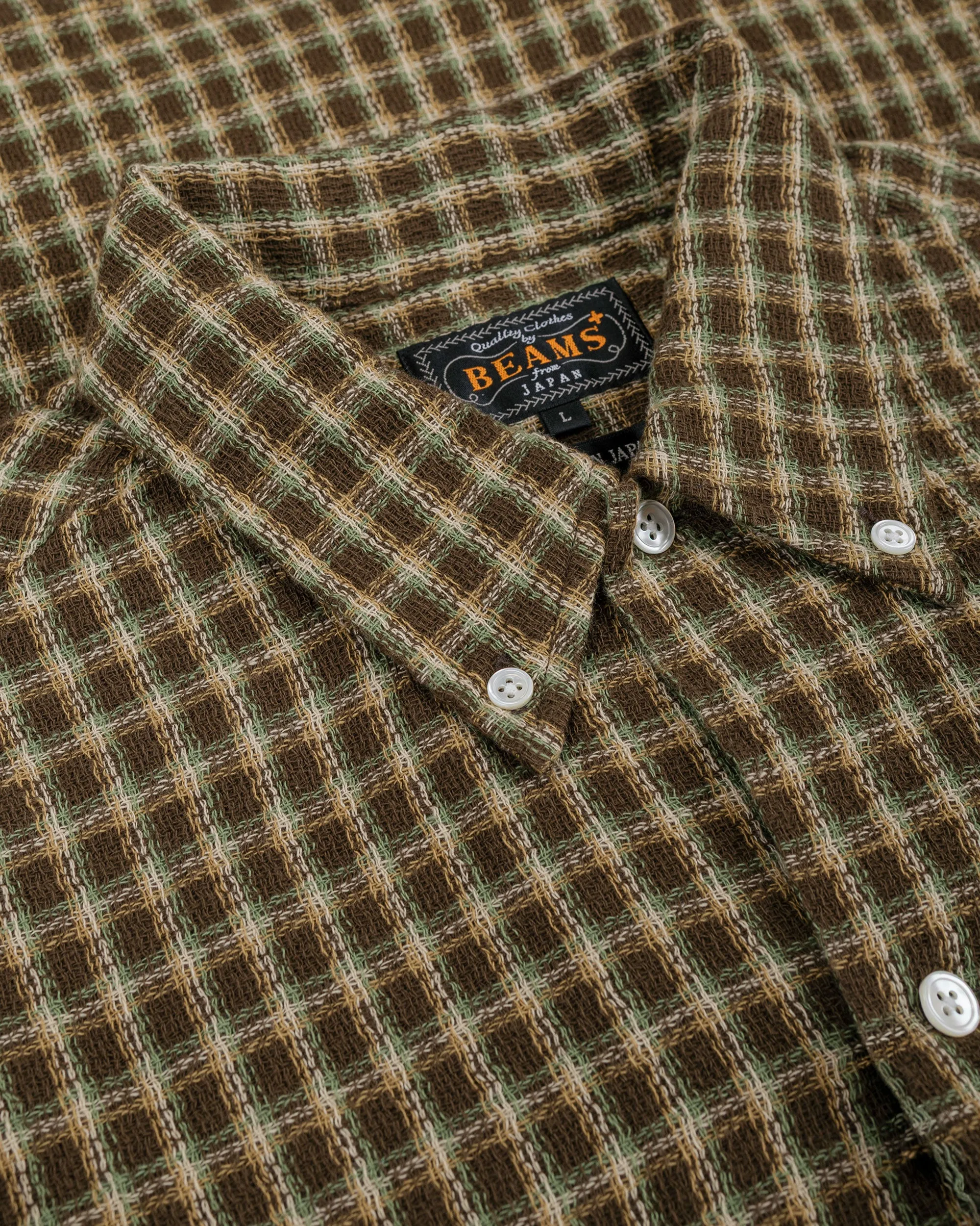 Beams Plus Open B.D. Panama Plaid Double Face Brown sold by Lost & Found product image thumbnail 5