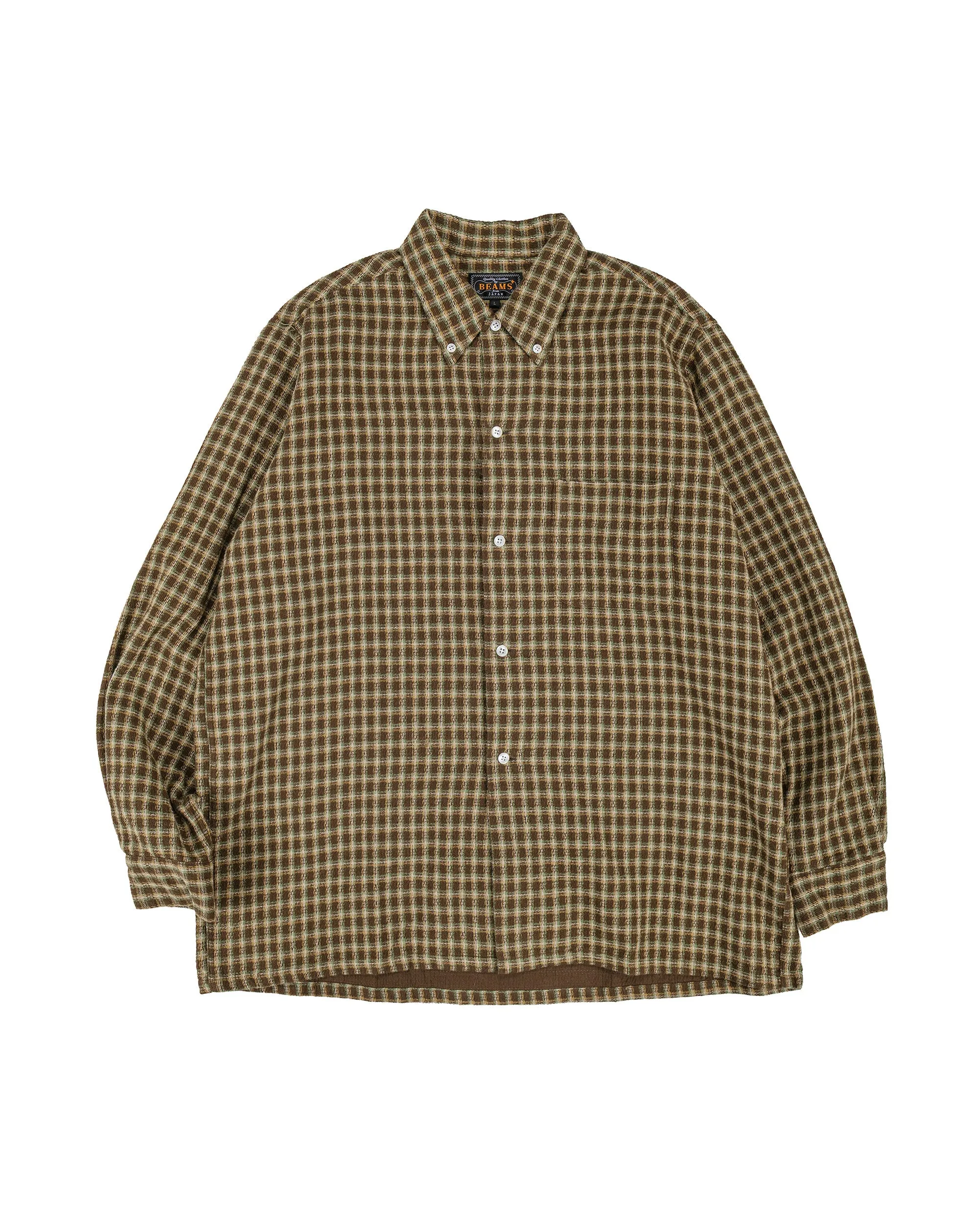 Beams Plus Open B.D. Panama Plaid Double Face Brown sold by Lost & Found