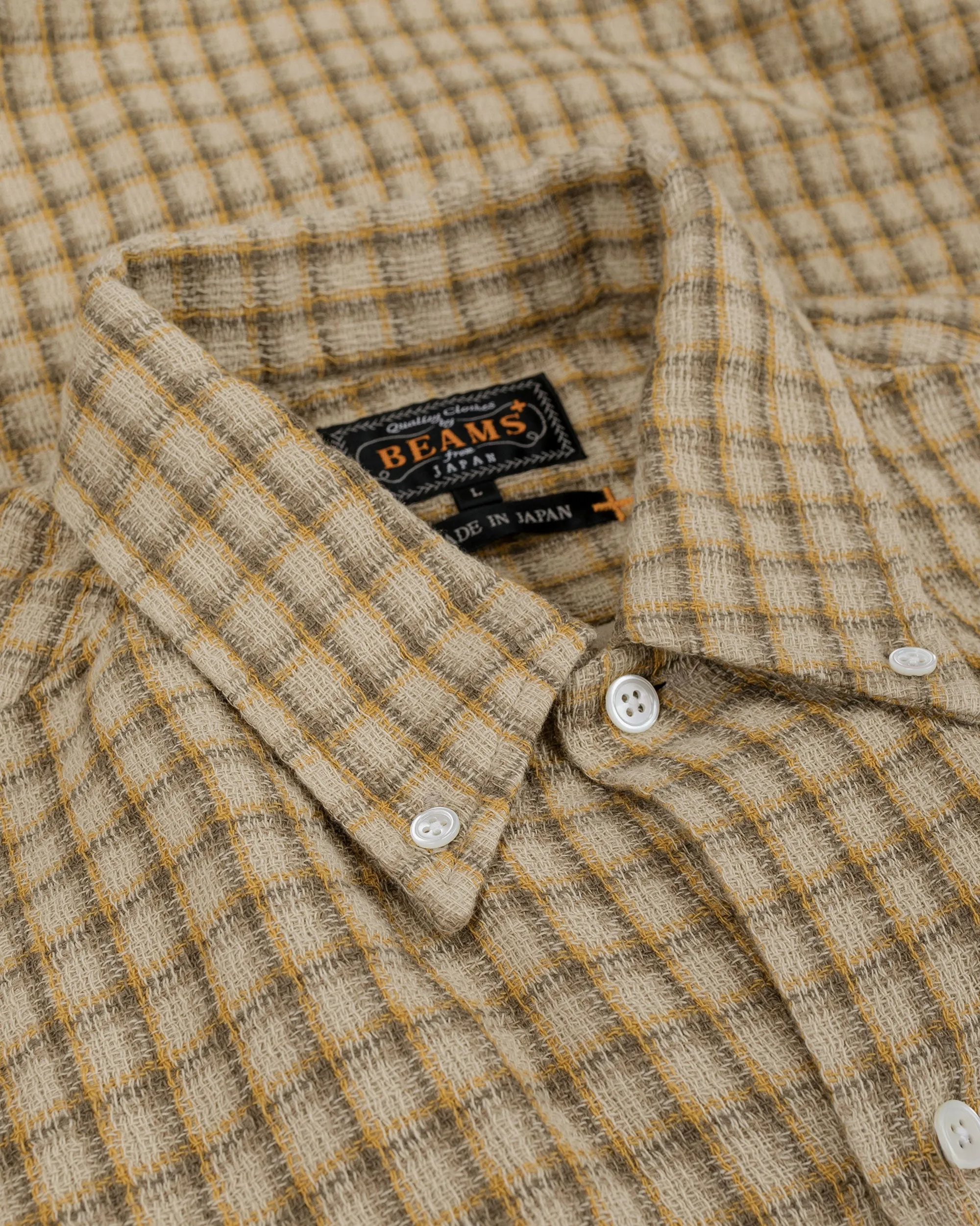 Beams Plus Open B.D. Panama Plaid Double Face Beige sold by Lost & Found product image thumbnail 5