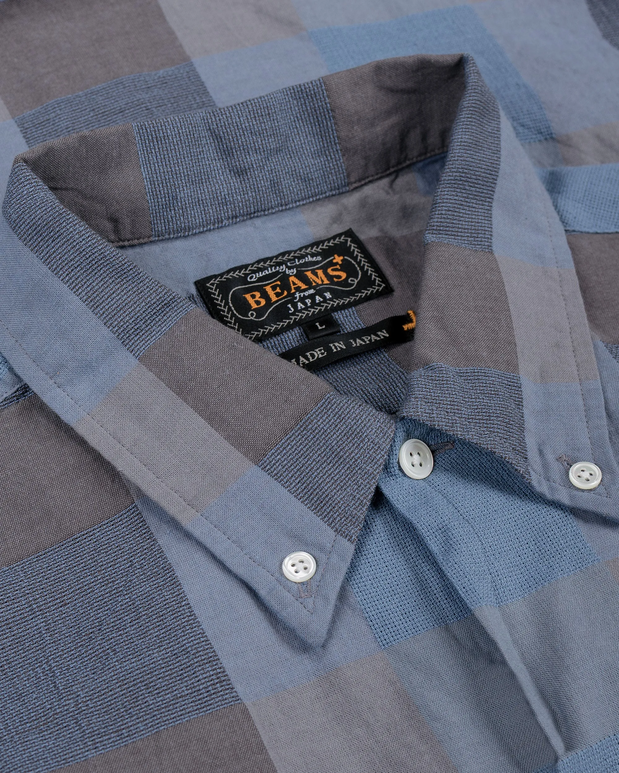 Beams Plus Open B.D. Indigo Panama Weave Plaid Indigo sold by Lost & Found product image thumbnail 5