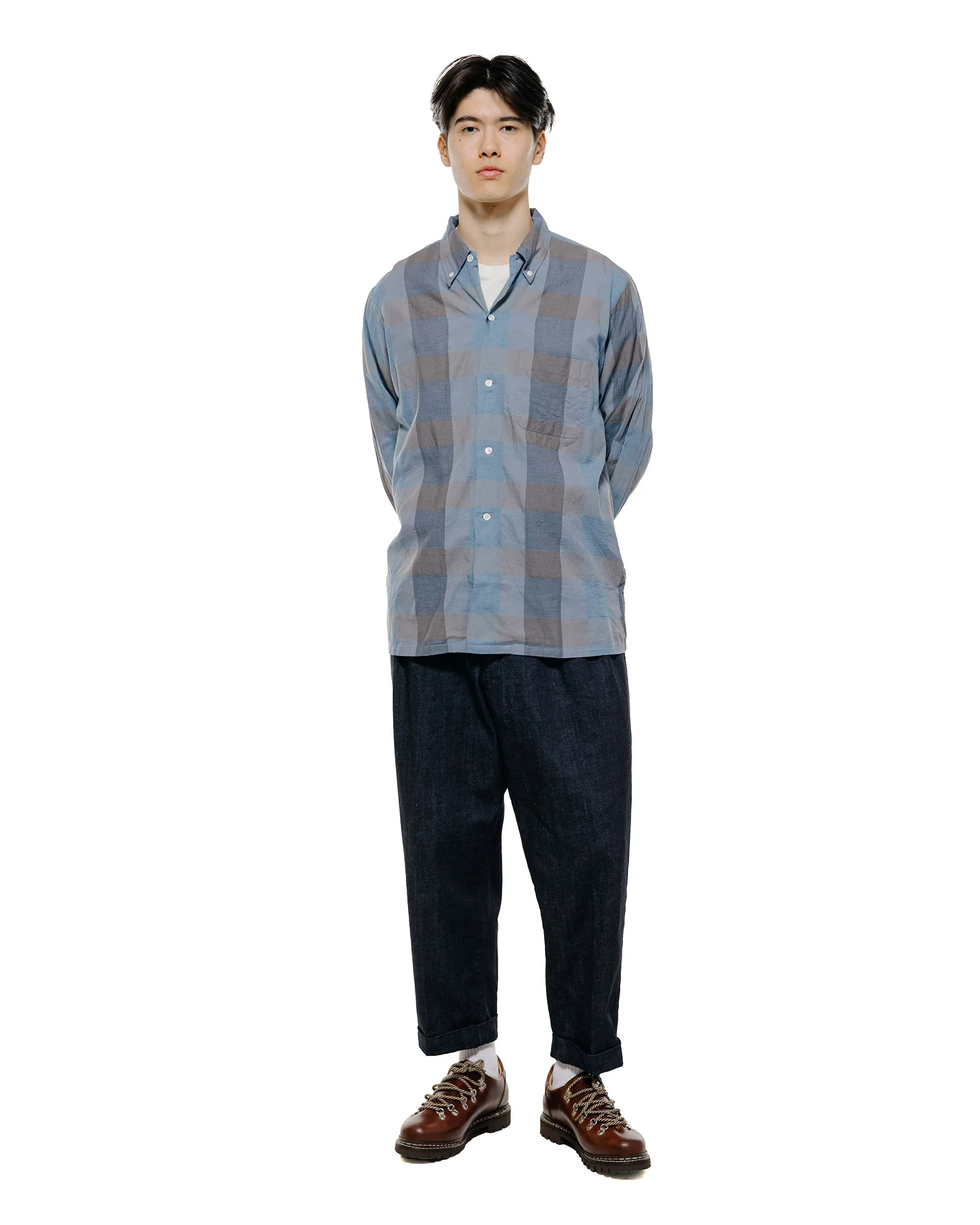 Beams Plus Open B.D. Indigo Panama Weave Plaid Indigo sold by Lost & Found product image thumbnail 4