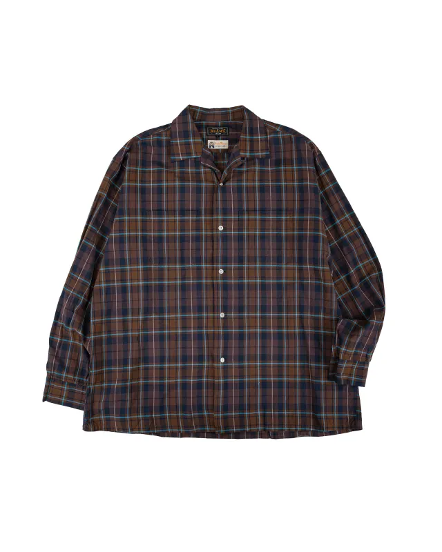 Beams Plus Open Collar Madras Brown made by BEAMS PLUS