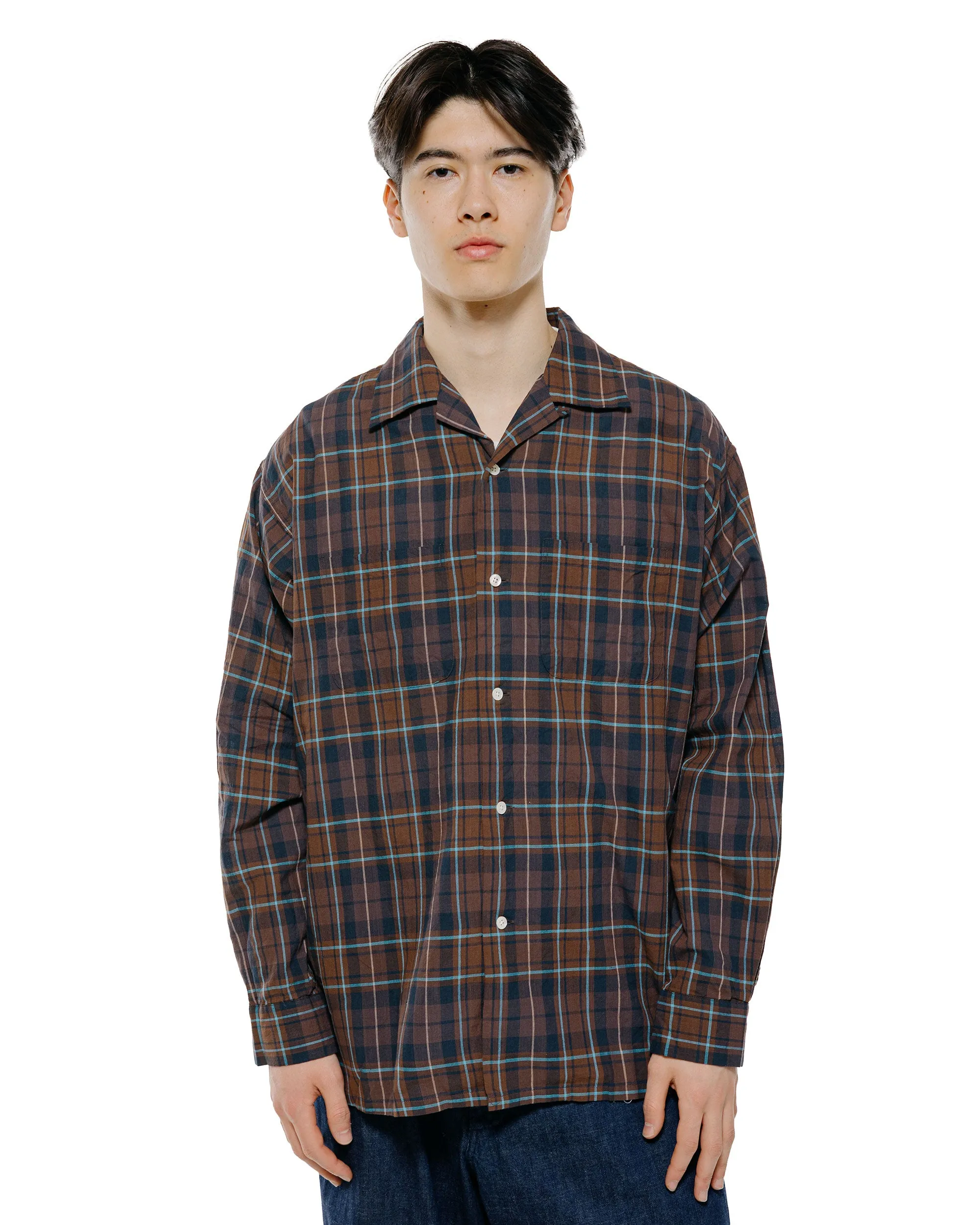 Beams Plus Open Collar Madras Brown sold by Lost & Found product image thumbnail 2