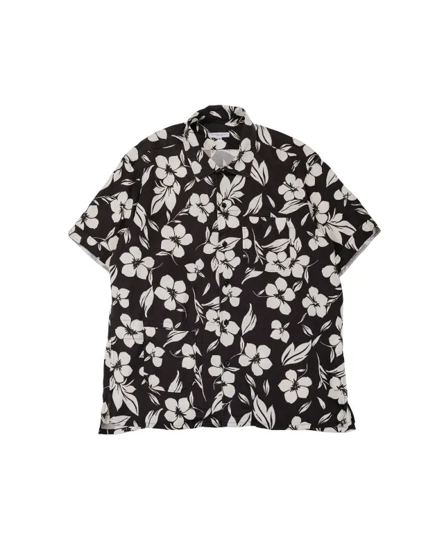Engineered Garments Camp Shirt Black/Natural Tencel Floral Print made by Engineered Garments