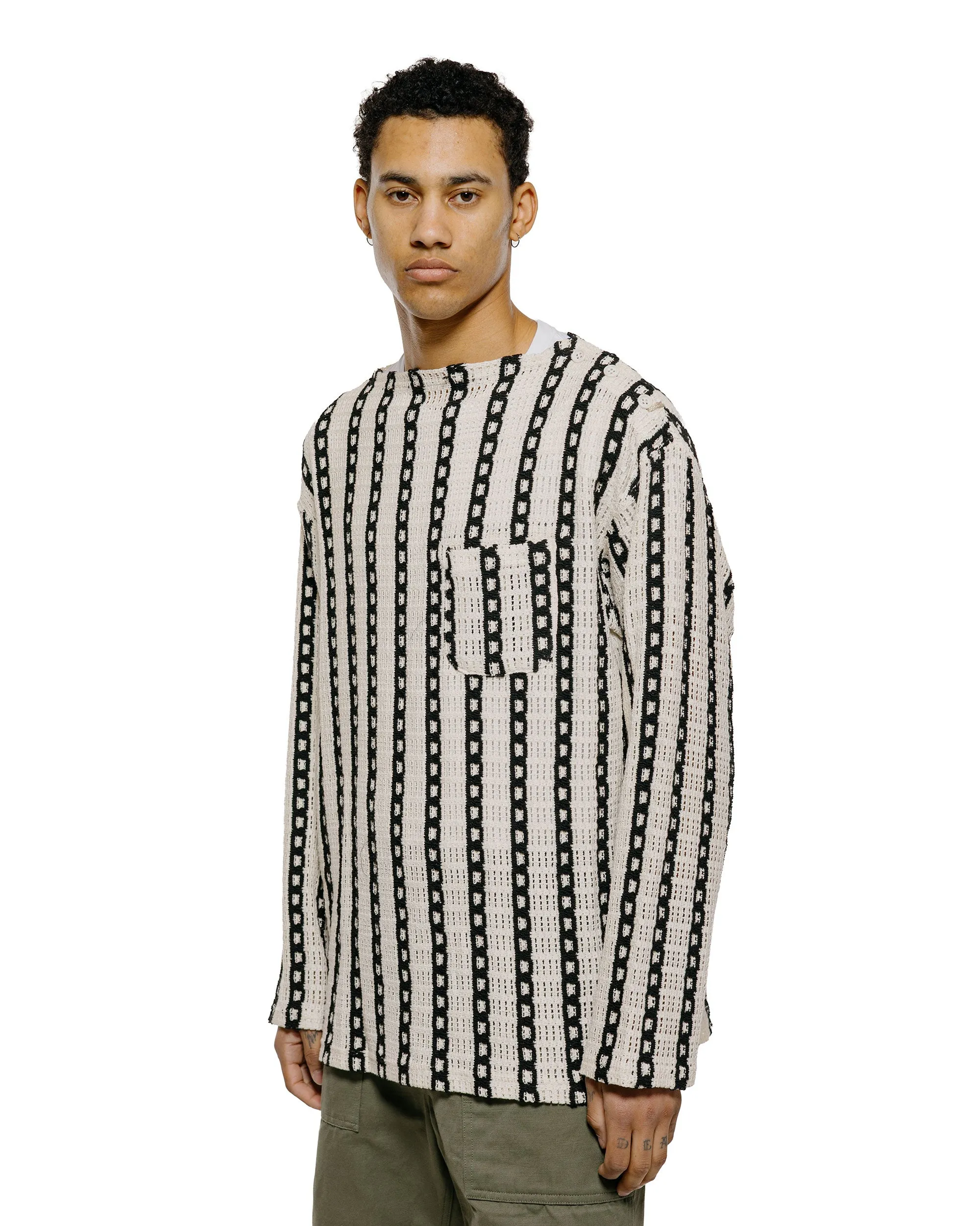 Engineered Garments Basque Shirt White/Black Stripe CP Crochet sold by Lost & Found product image thumbnail 2
