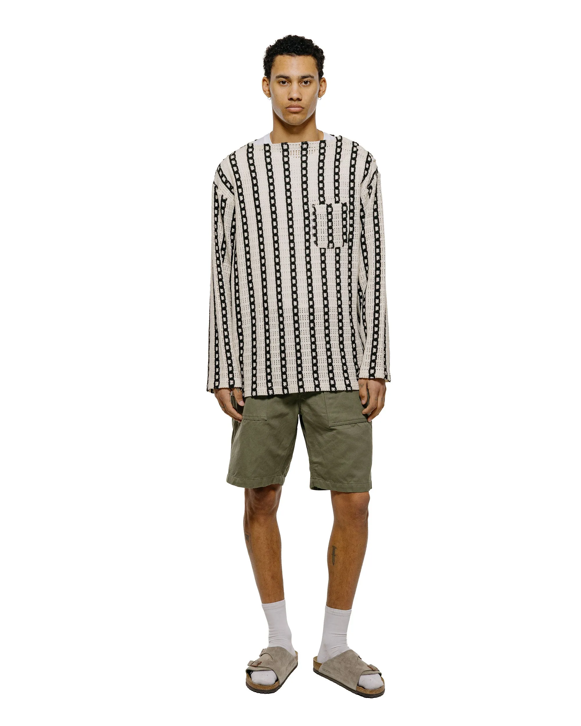 Engineered Garments Basque Shirt White/Black Stripe CP Crochet sold by Lost & Found product image thumbnail 4