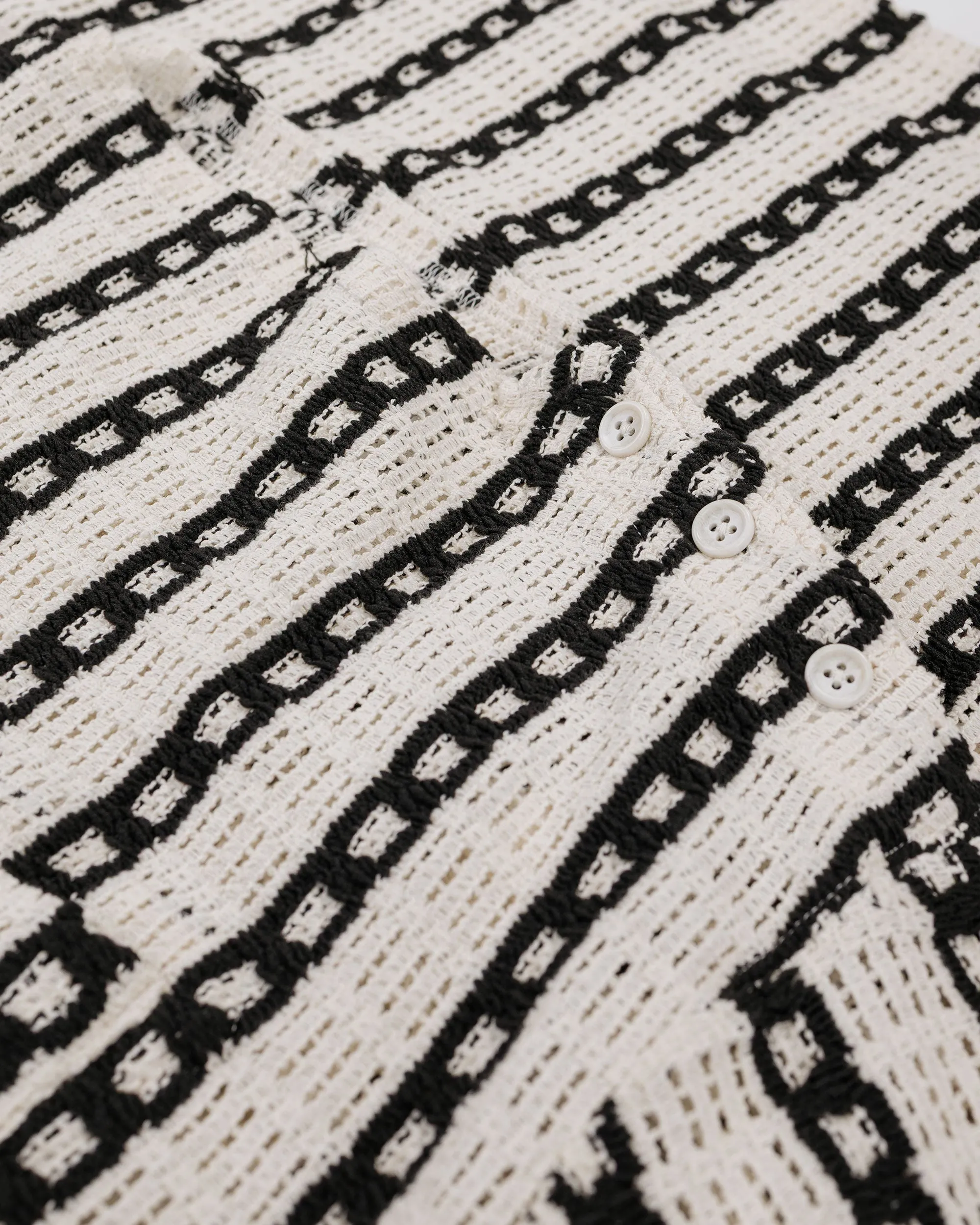 Engineered Garments Basque Shirt White/Black Stripe CP Crochet sold by Lost & Found product image thumbnail 5