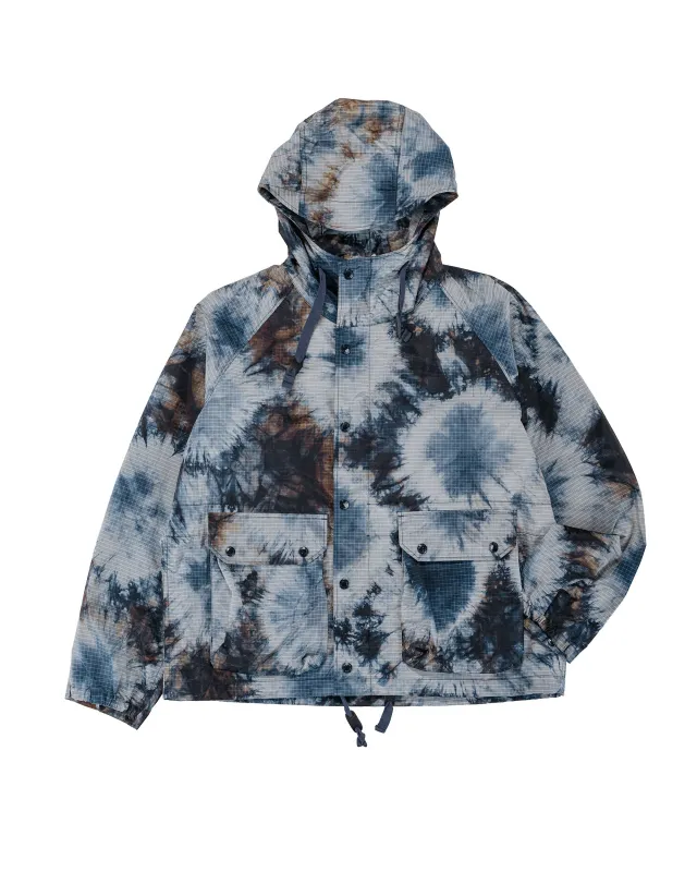 Engineered Garments Lt Parka Navy Nylon Tie Dye Print Ripstop made by Engineered Garments