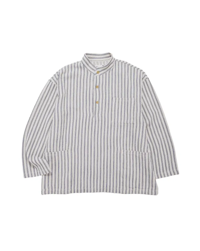 ts(s) Pullover Work Shirt Jacket Rustic Stripe Cotton Mesh Cloth Navy made by Lost & Found