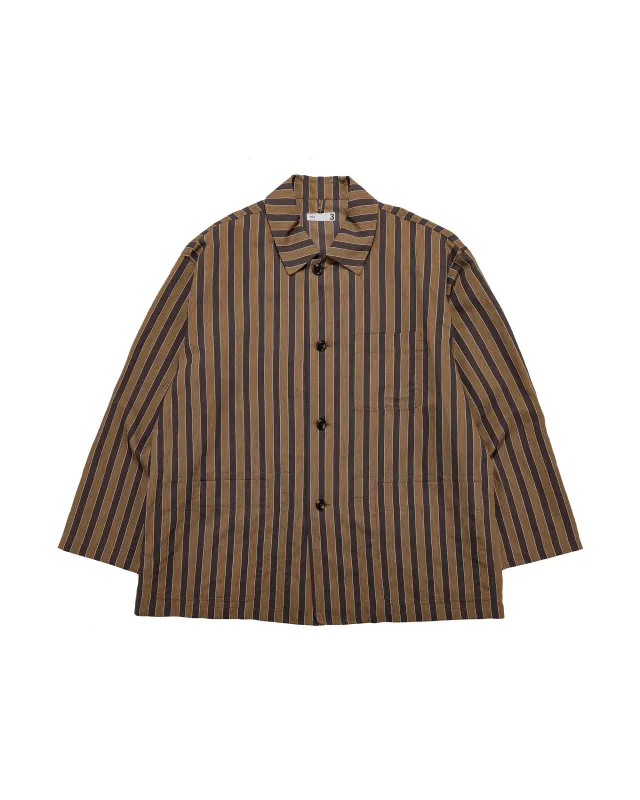 ts(s) Jacket Shirt Bold Stripe Viscose/Polyester Cloth Brown made by Lost & Found