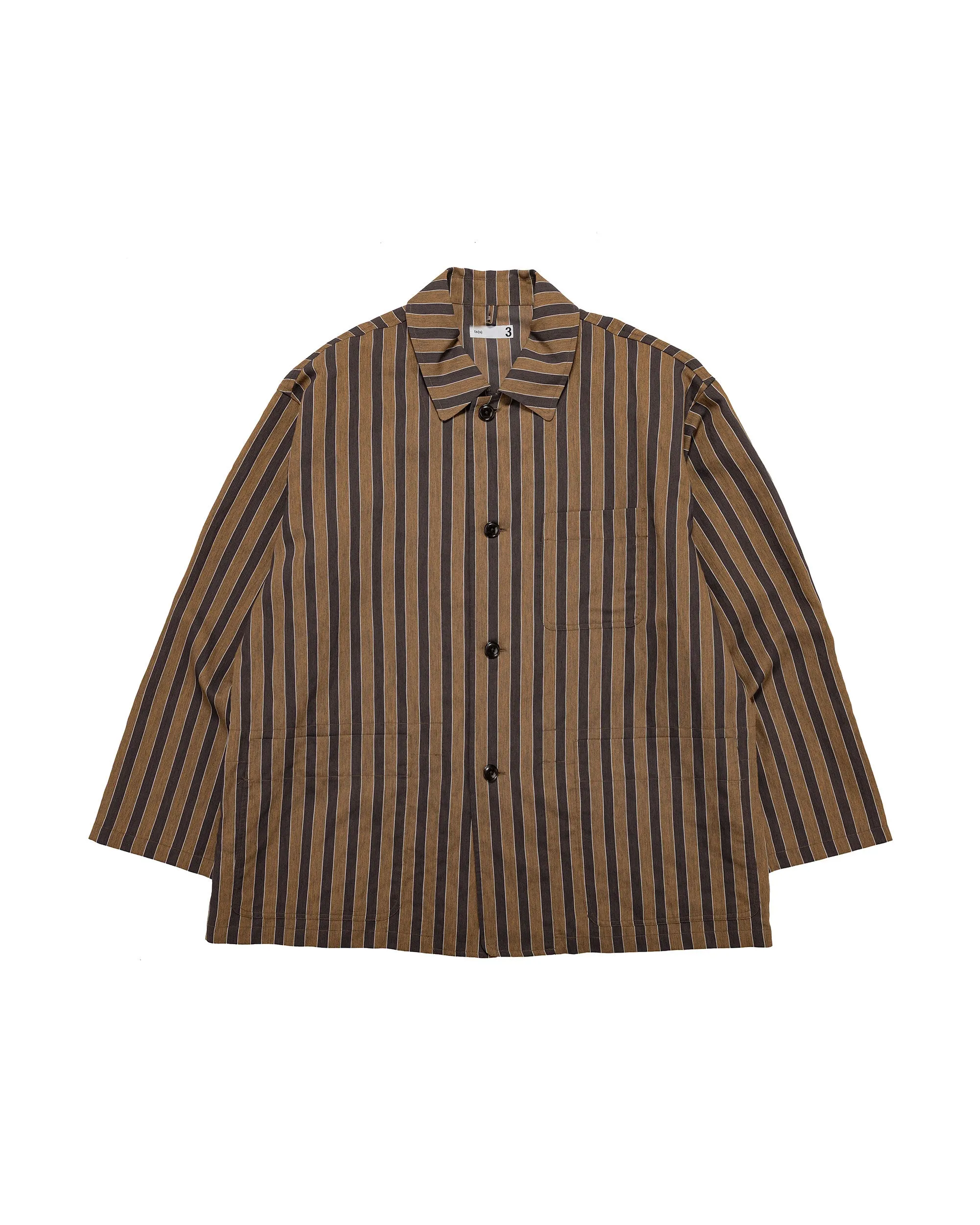 ts(s) Jacket Shirt Bold Stripe Viscose/Polyester Cloth Brown sold by Lost & Found