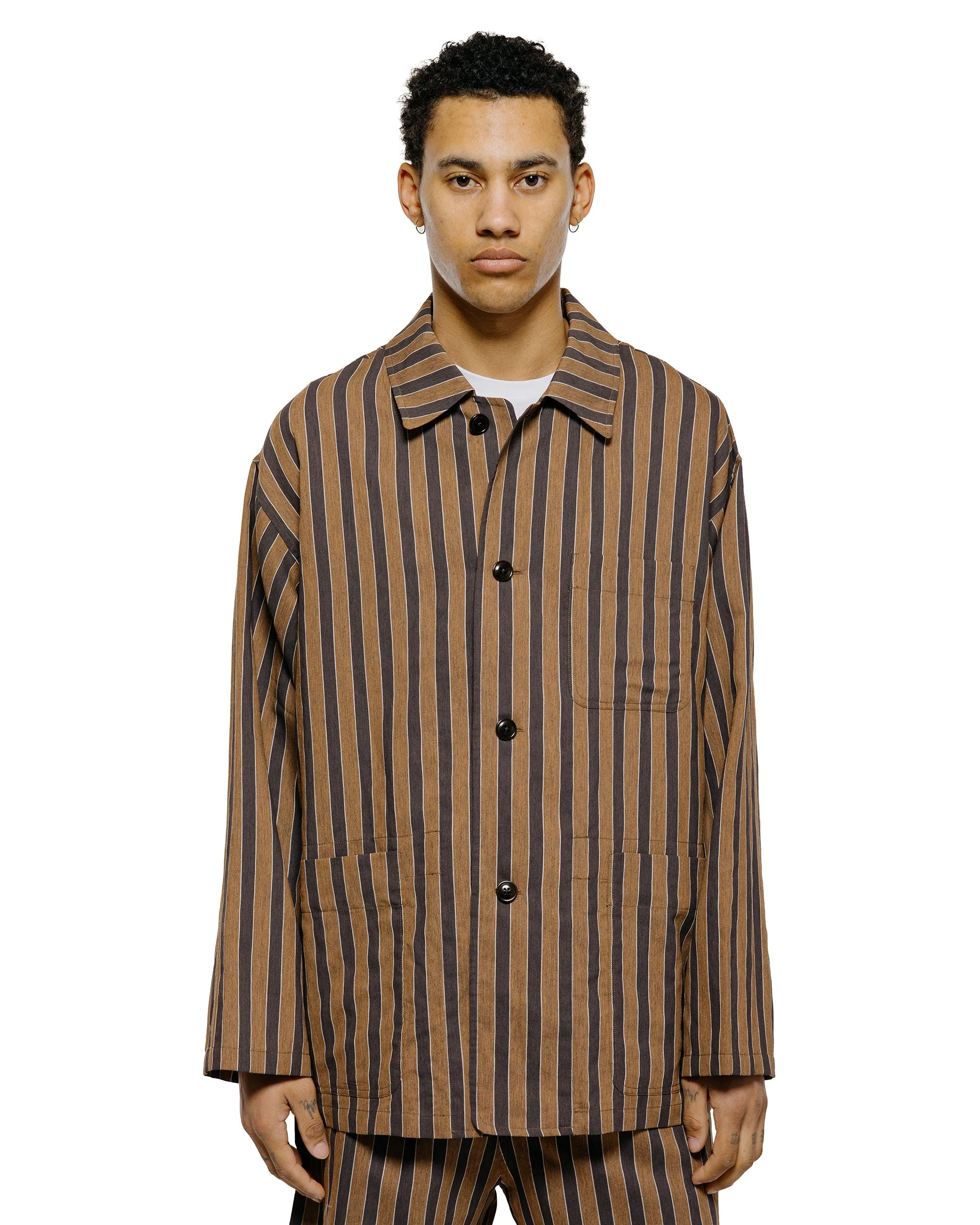 ts(s) Jacket Shirt Bold Stripe Viscose/Polyester Cloth Brown sold by Lost & Found product image thumbnail 2