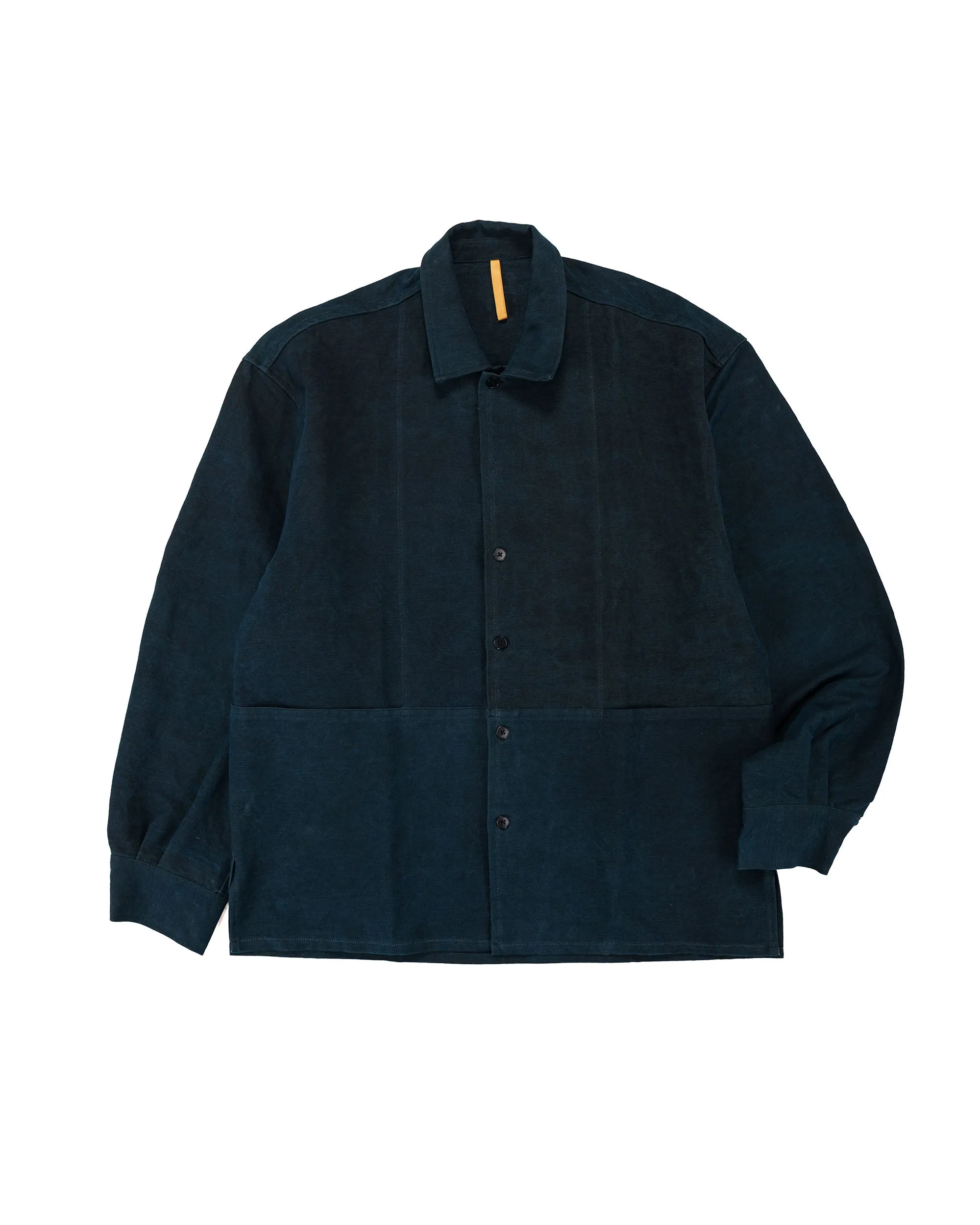 MAN-TLE R20S5 'Shop Shirt' Sumi Indigo Hemp Cloth sold by Lost & Found