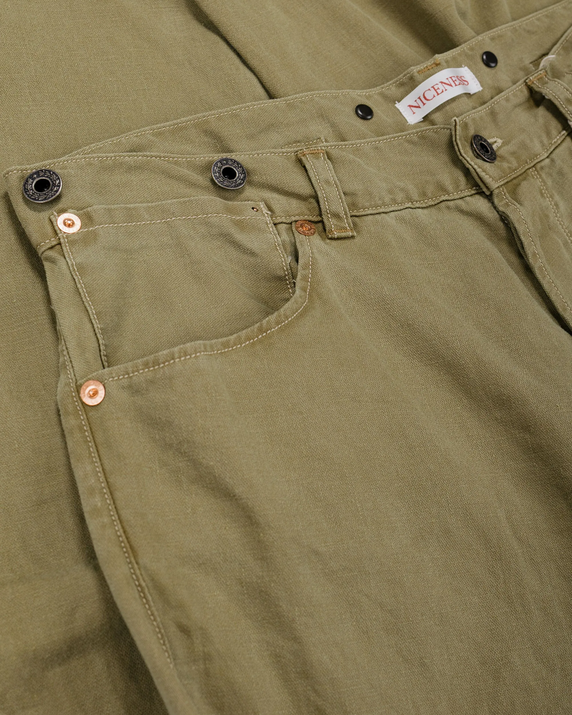 NICENESS H.Sharky Vintage Treat Herringbone Twist Jeans Khaki sold by Lost & Found product image thumbnail 5