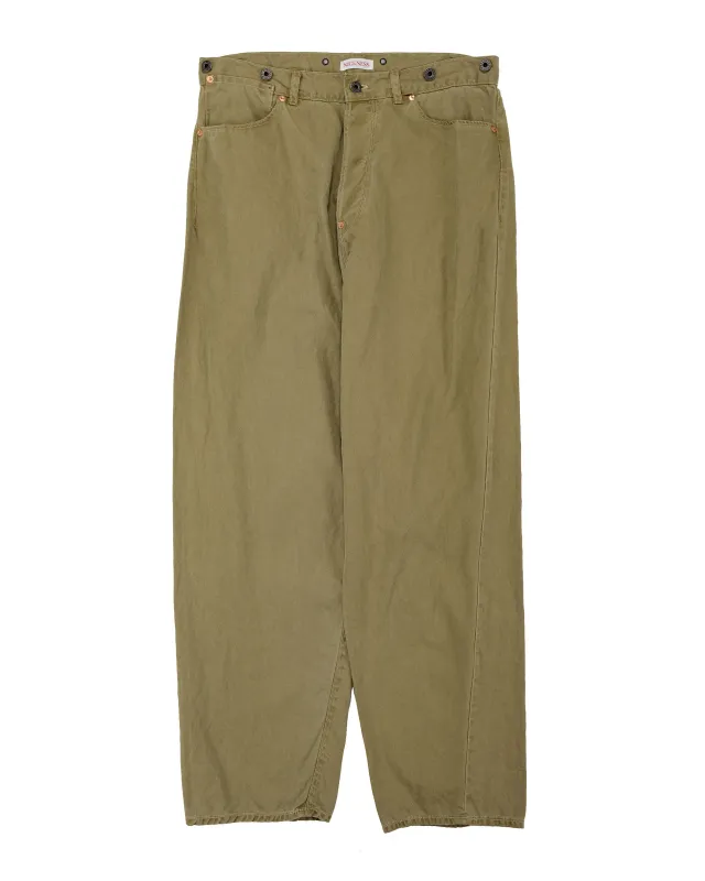 NICENESS H.Sharky Vintage Treat Herringbone Twist Jeans Khaki made by Lost & Found